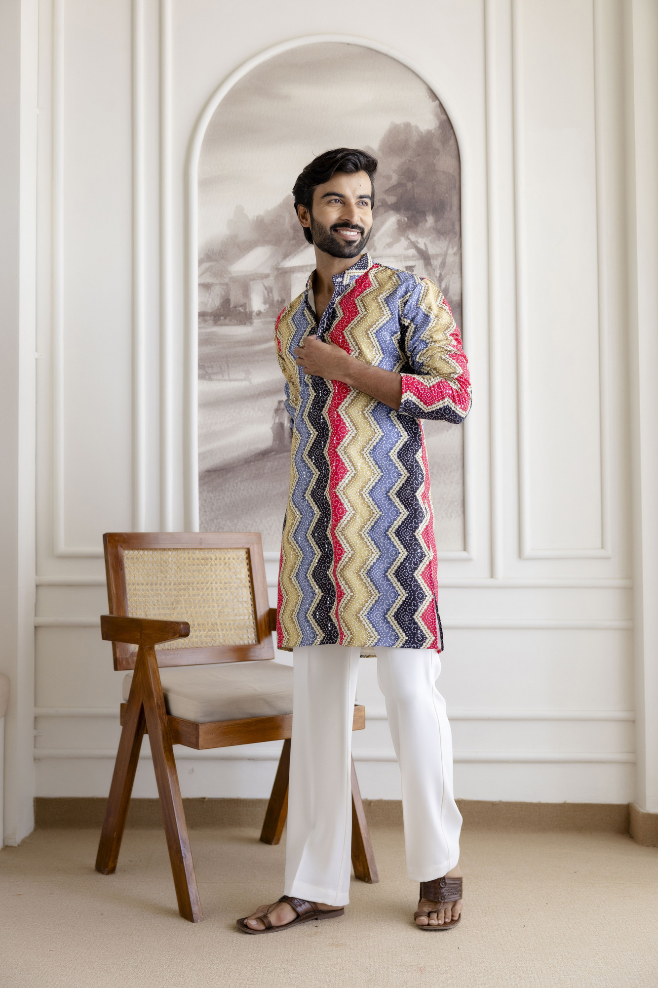 Zic Zac Striped Multicolor Kurta
