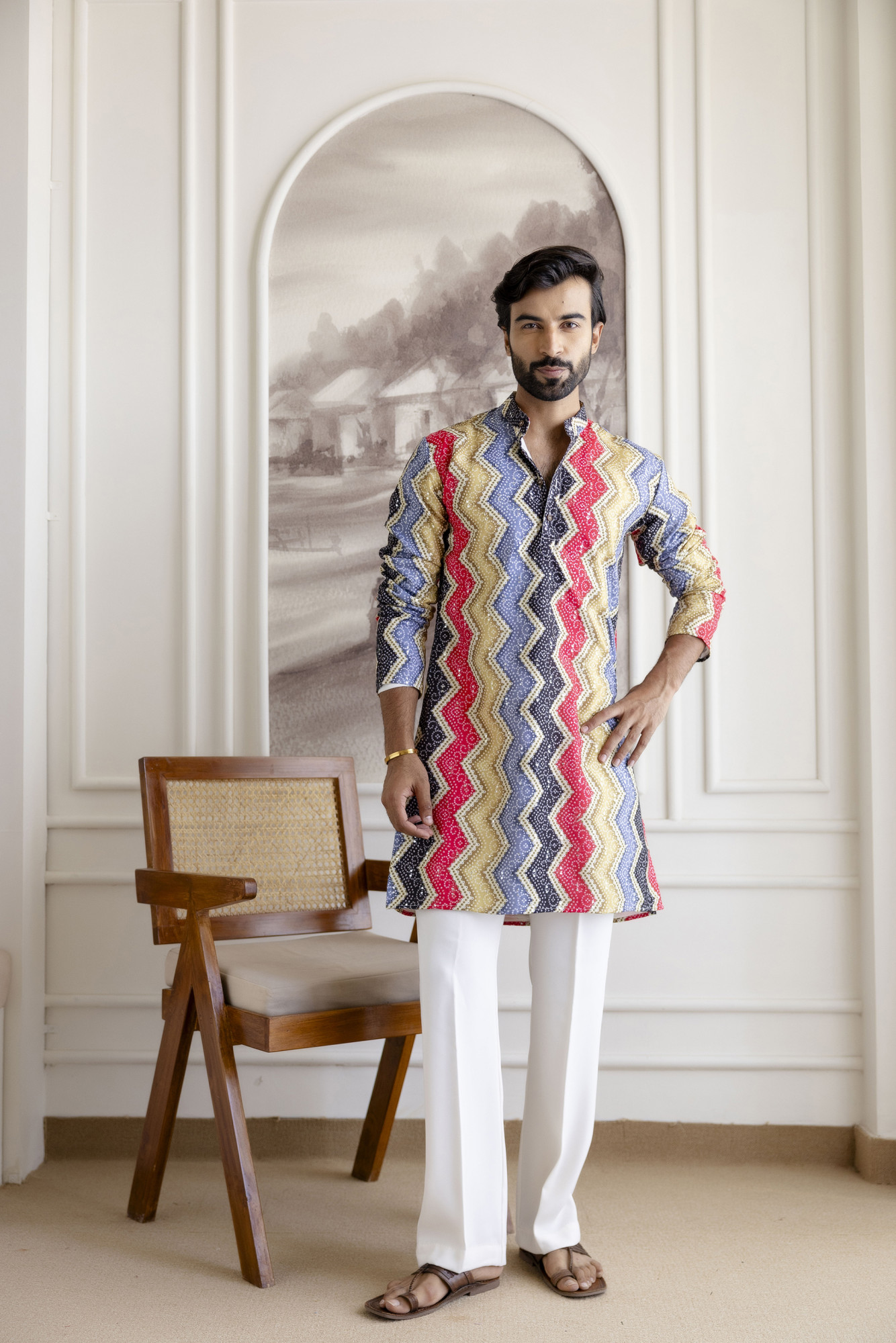 Zic Zac Striped Multicolor Kurta