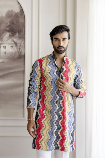 Zic Zac Striped Multicolor Kurta