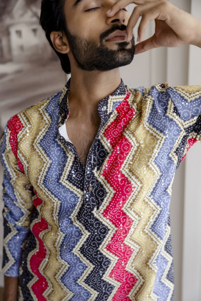 Zic Zac Striped Multicolor Kurta