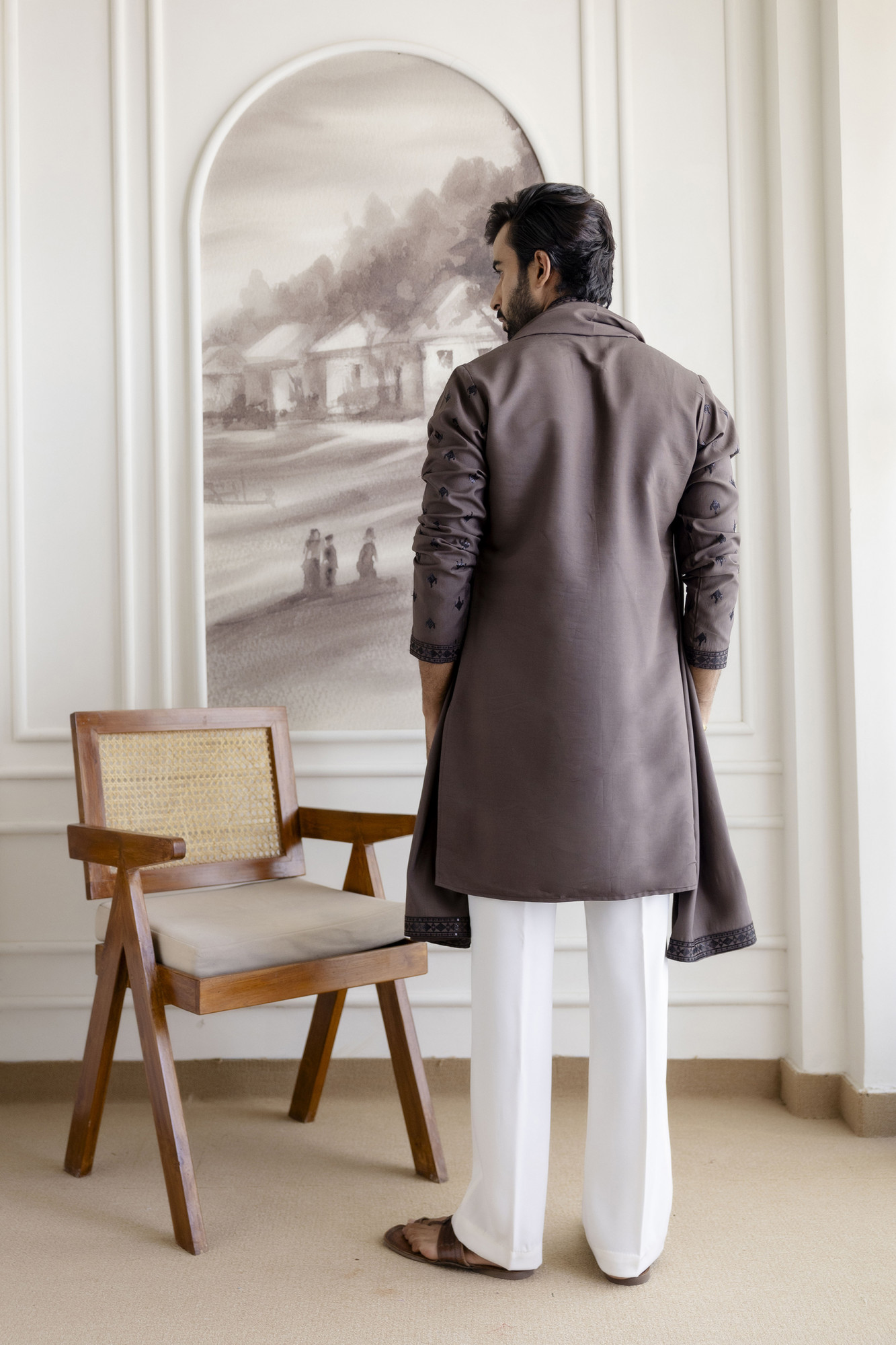 Sequence Kurta with Dupatta In Brown