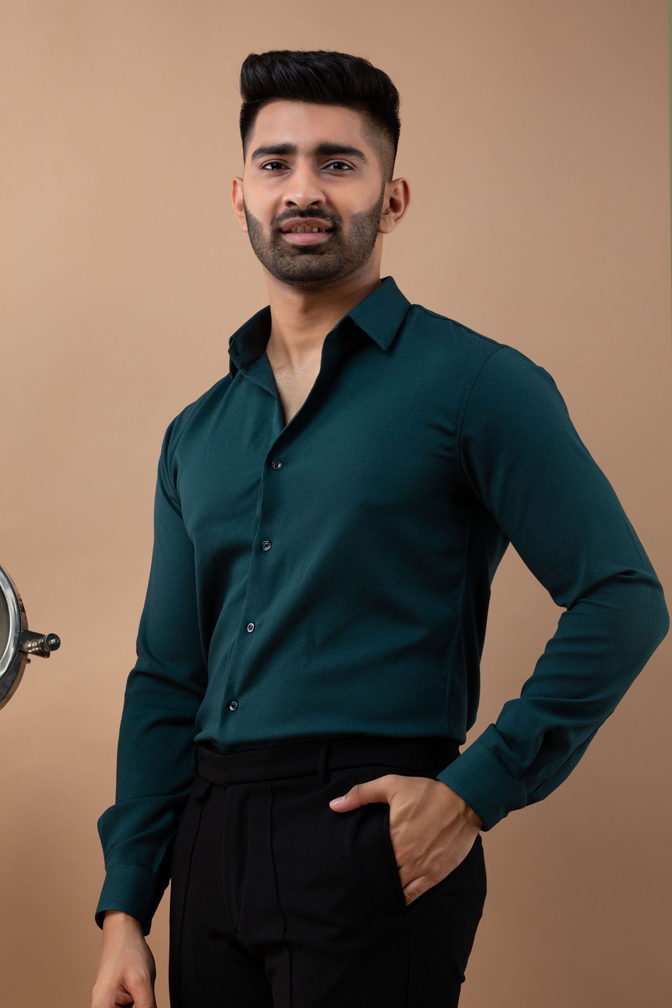 Slim Fit Shirt In Bottle Green