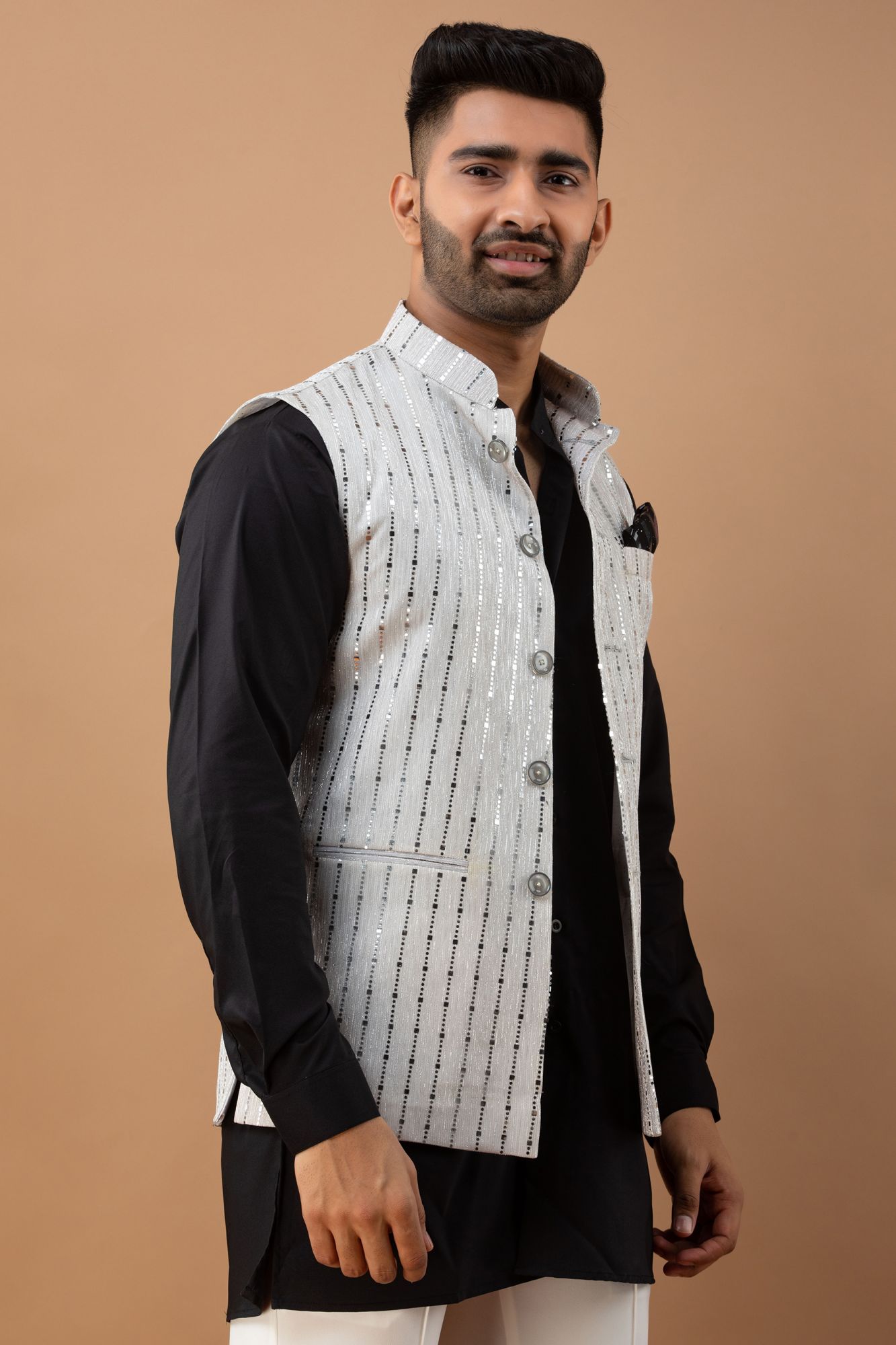 Silver Sequin Half Jacket