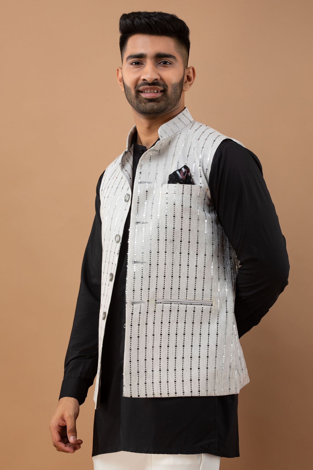 Silver Sequin Half Jacket