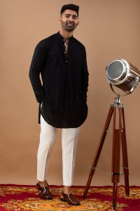 Black Embroidered Kurta