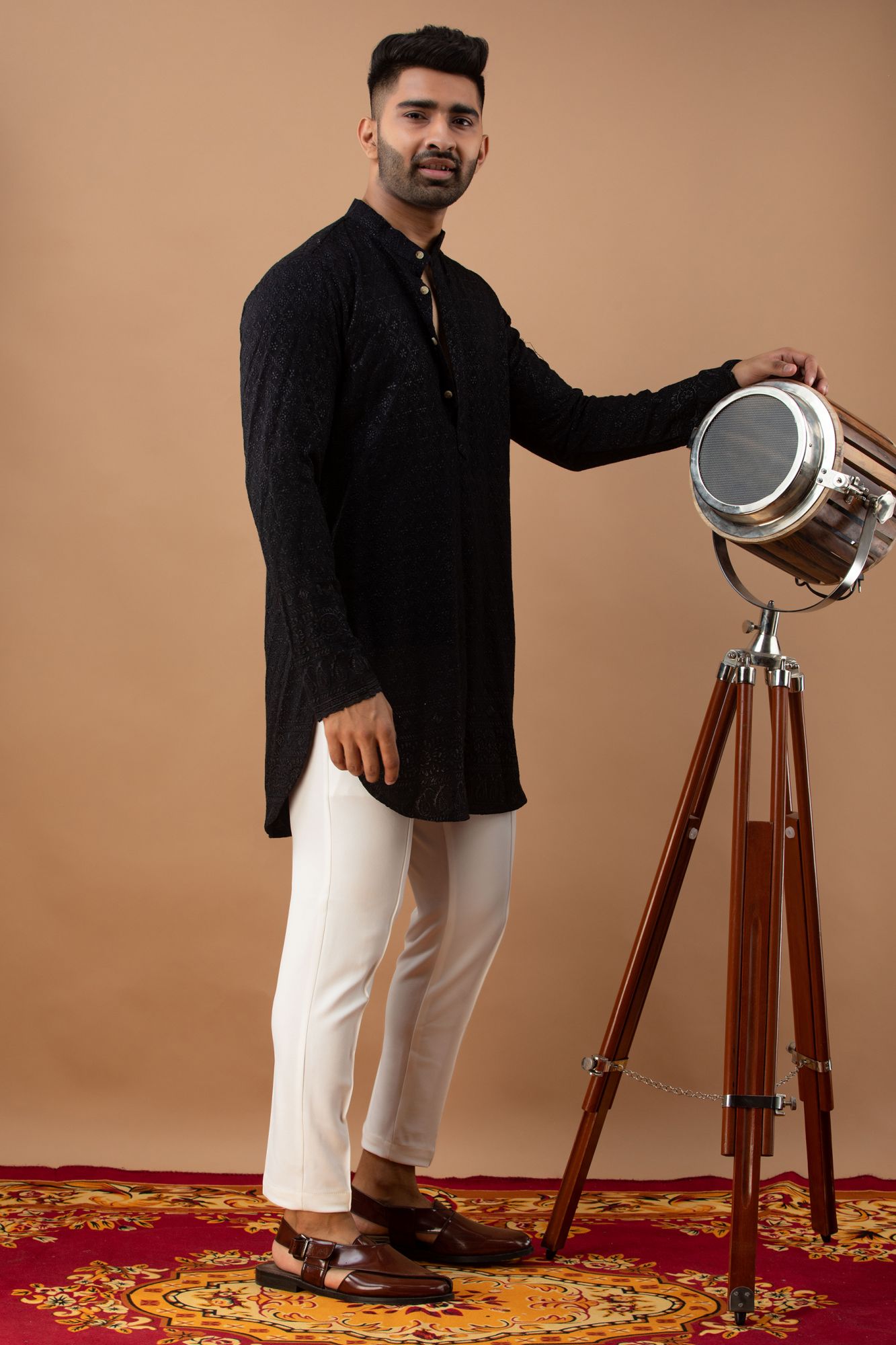 Black Embroidered Kurta