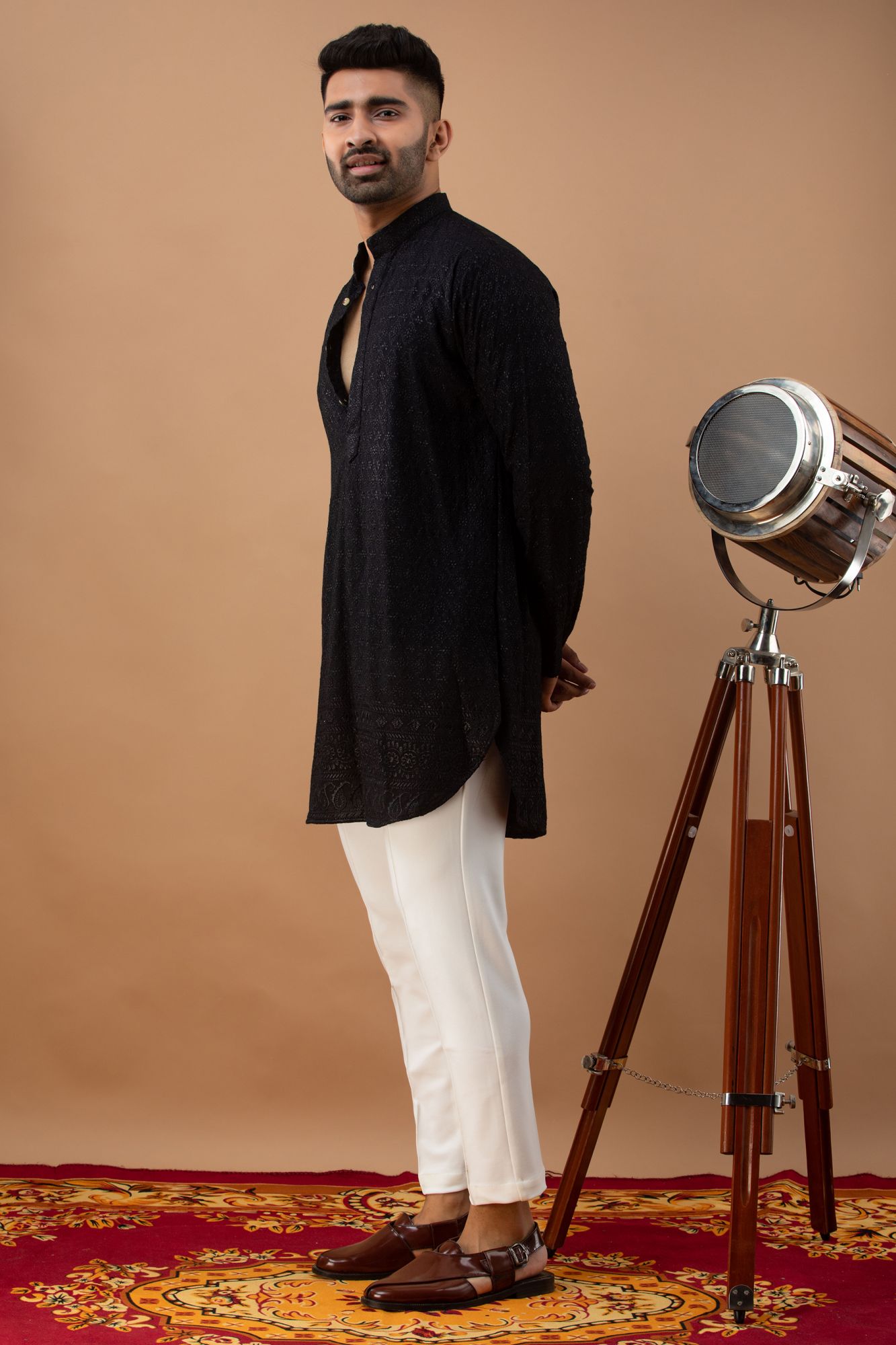 Black Embroidered Kurta