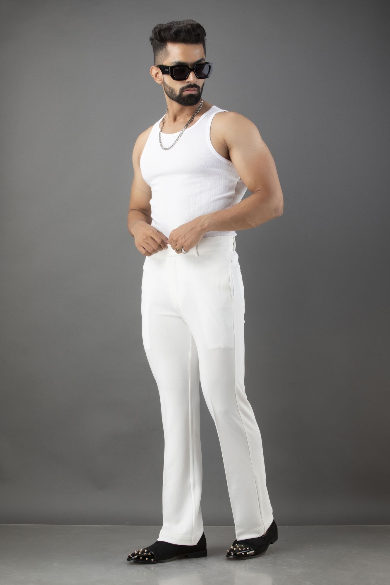 Bell Bottom Pants In White