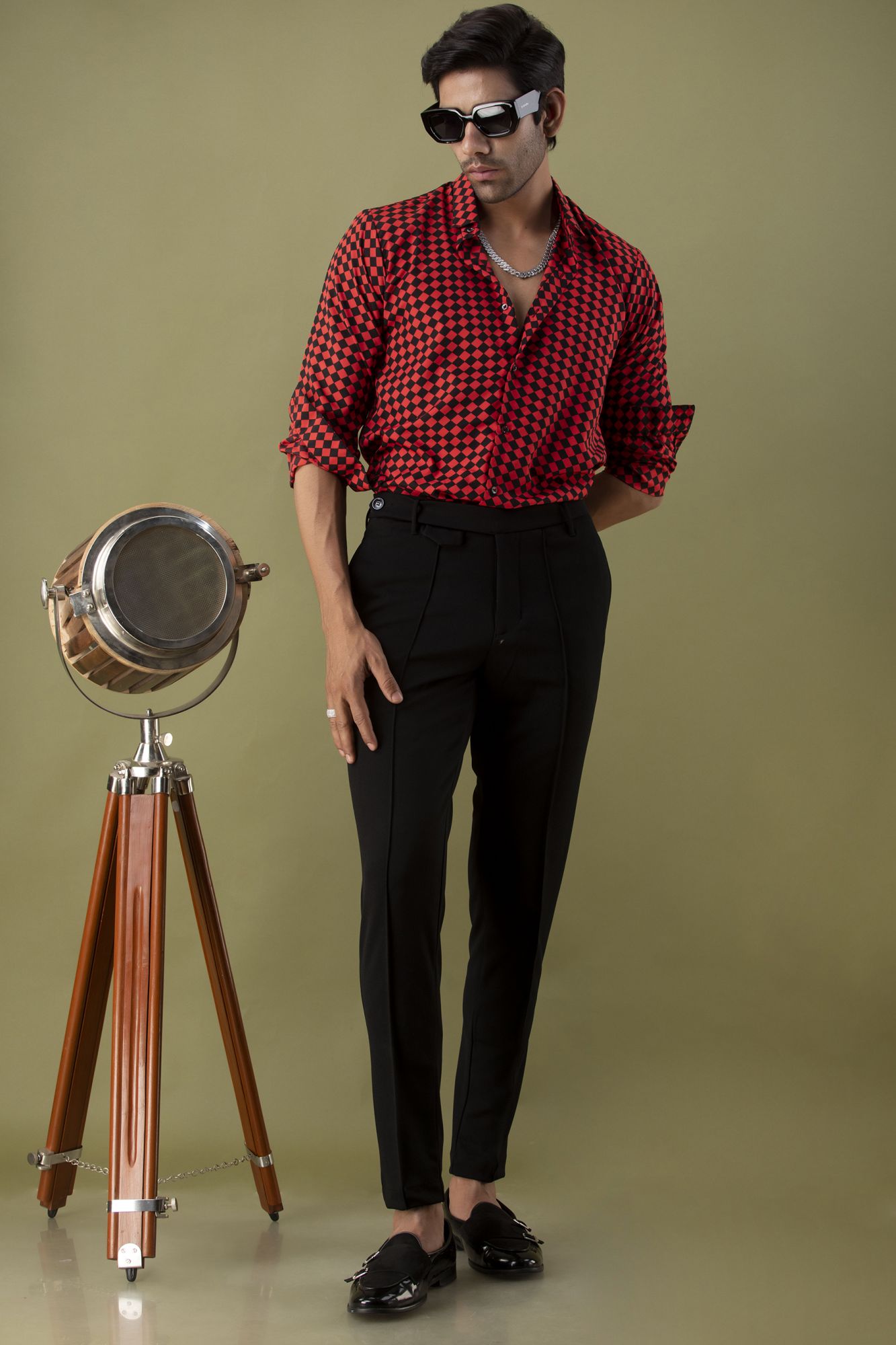 Red Chess Print Shirt