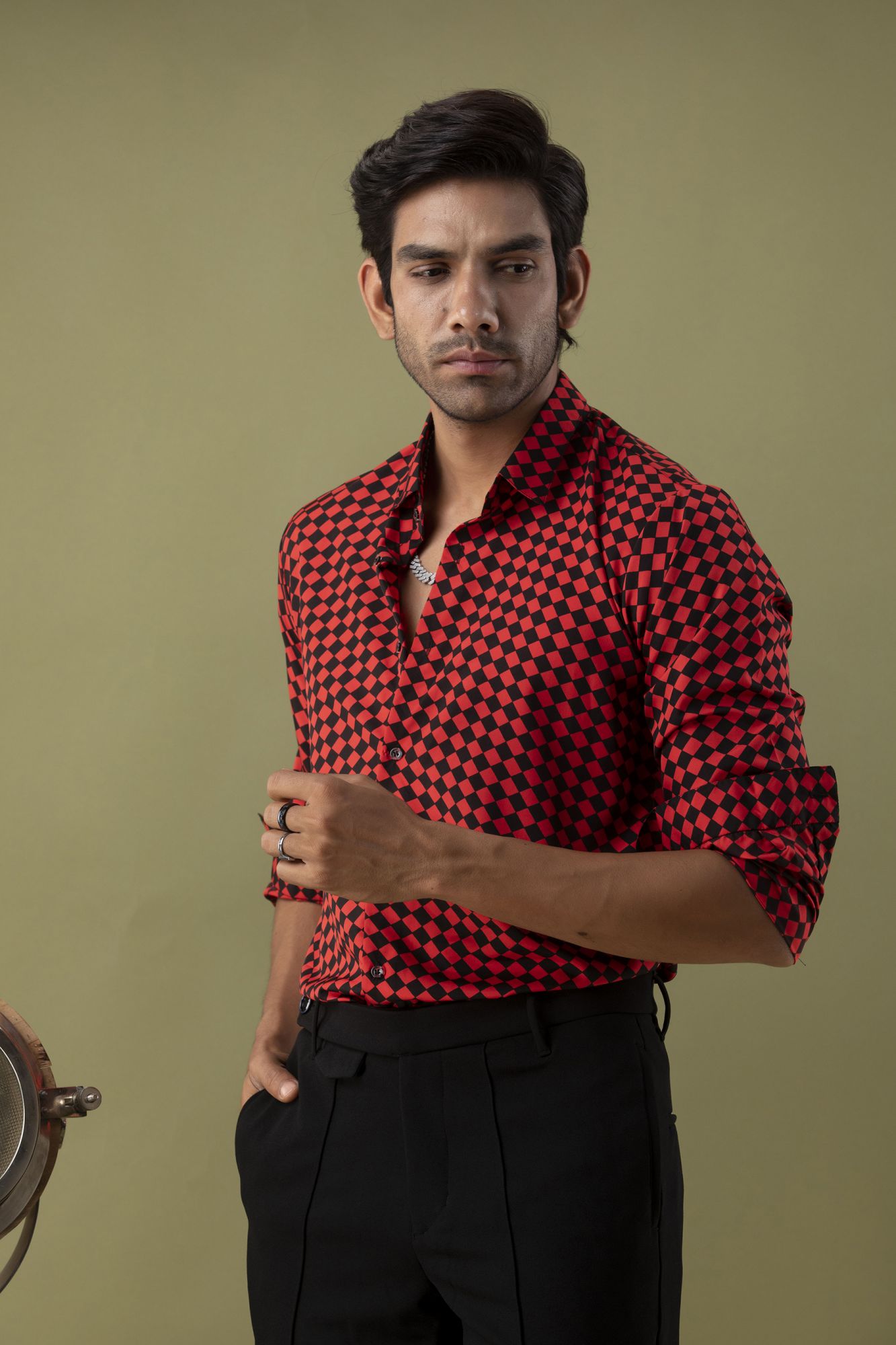 Red Chess Print Shirt