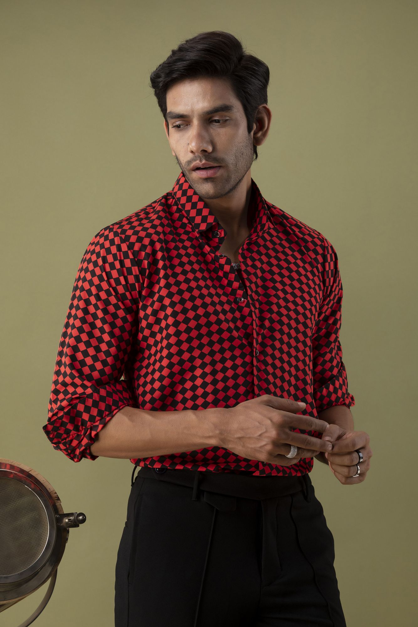 Red Chess Print Shirt