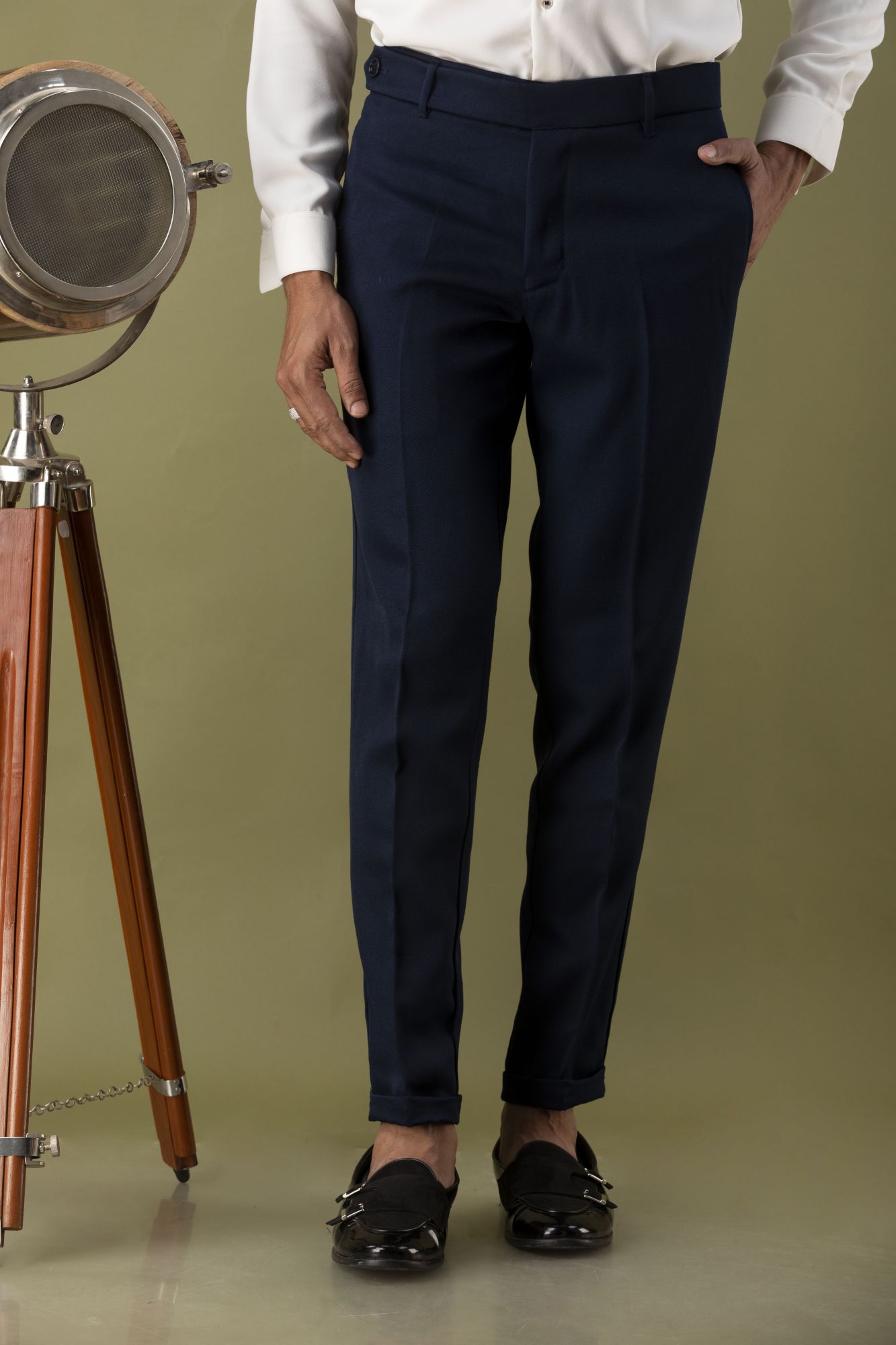 Tailored Fit Pants In Navy Blue