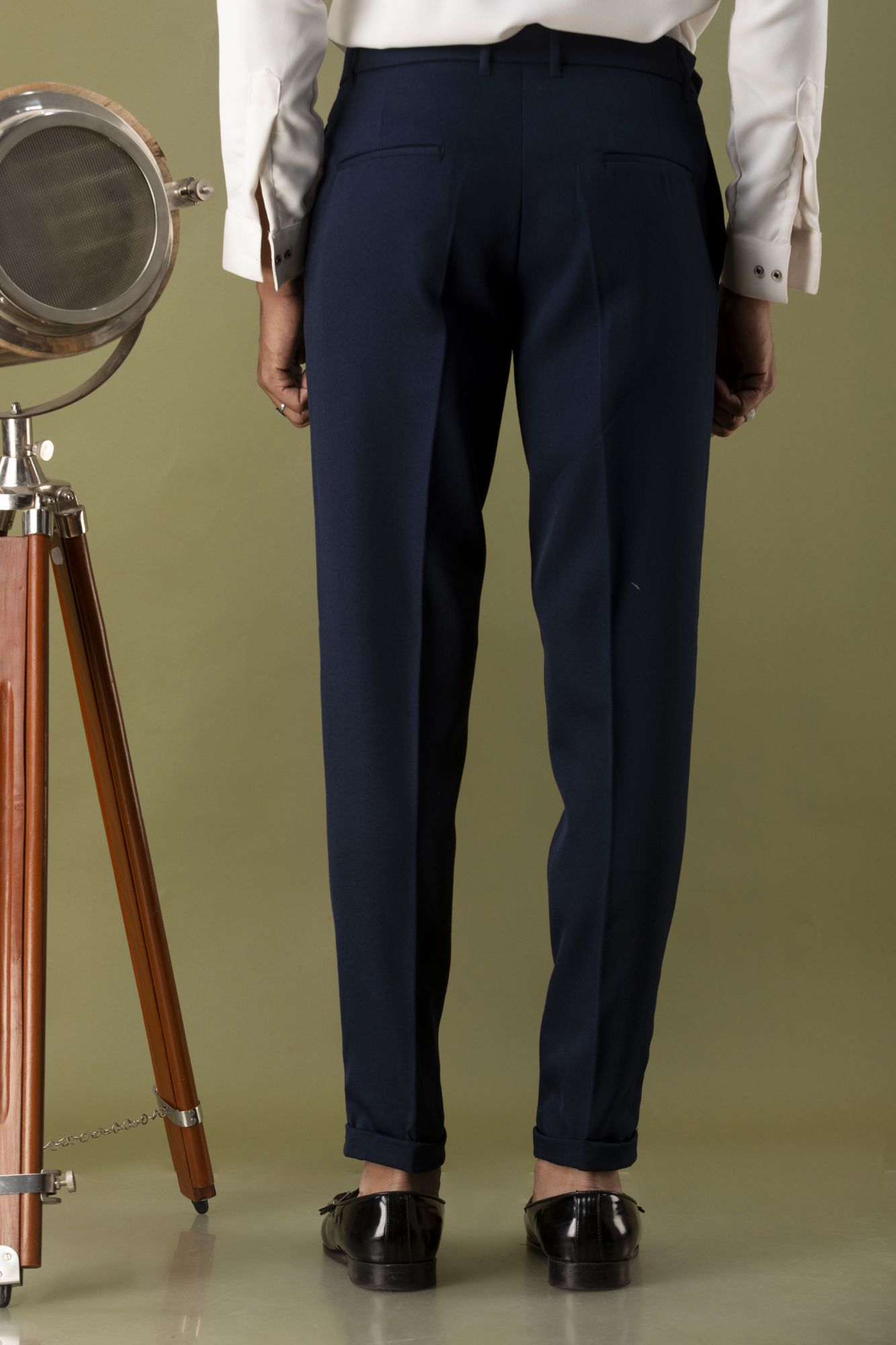 Tailored Fit Pants In Navy Blue