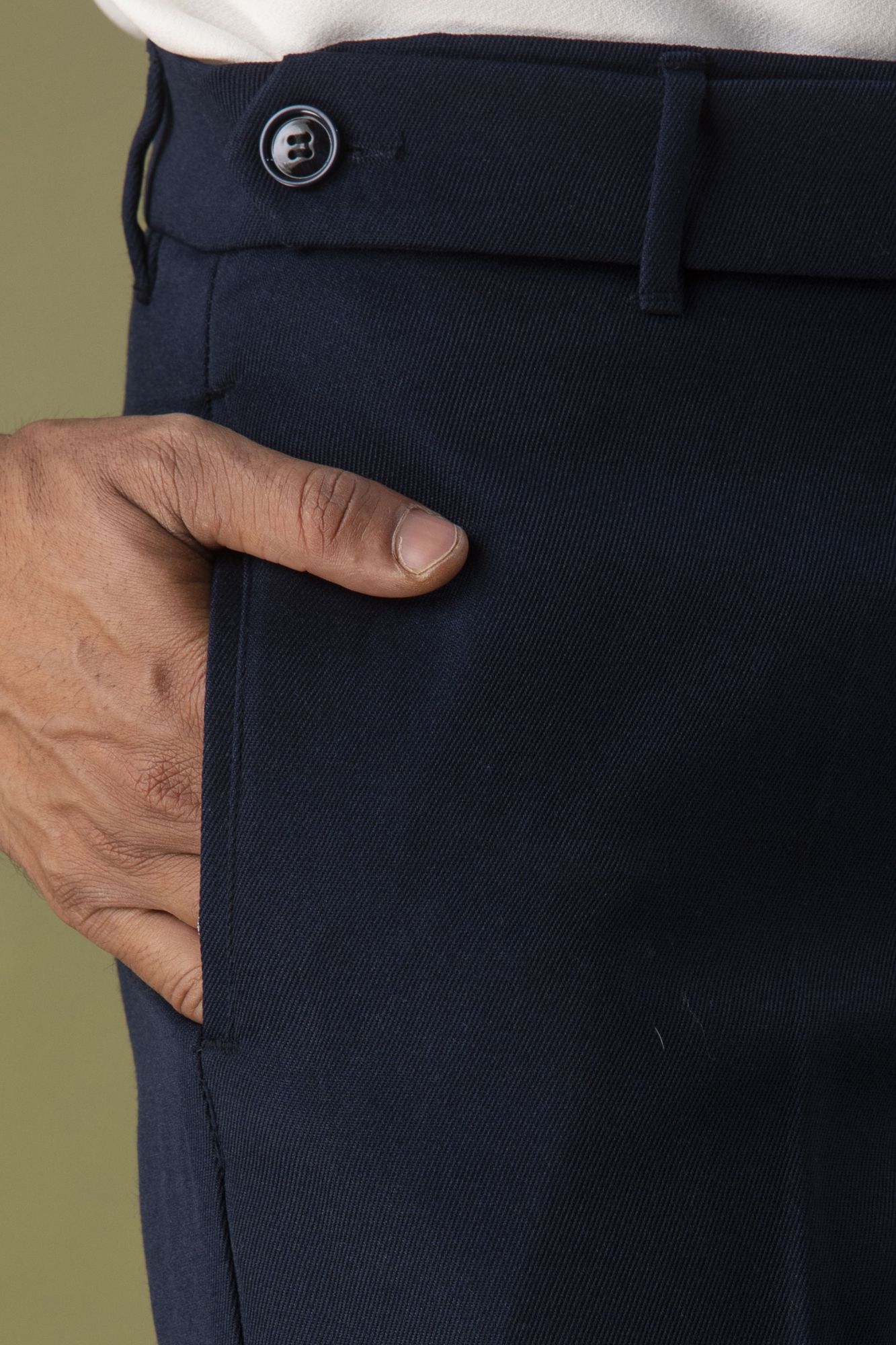 Tailored Fit Pants In Navy Blue