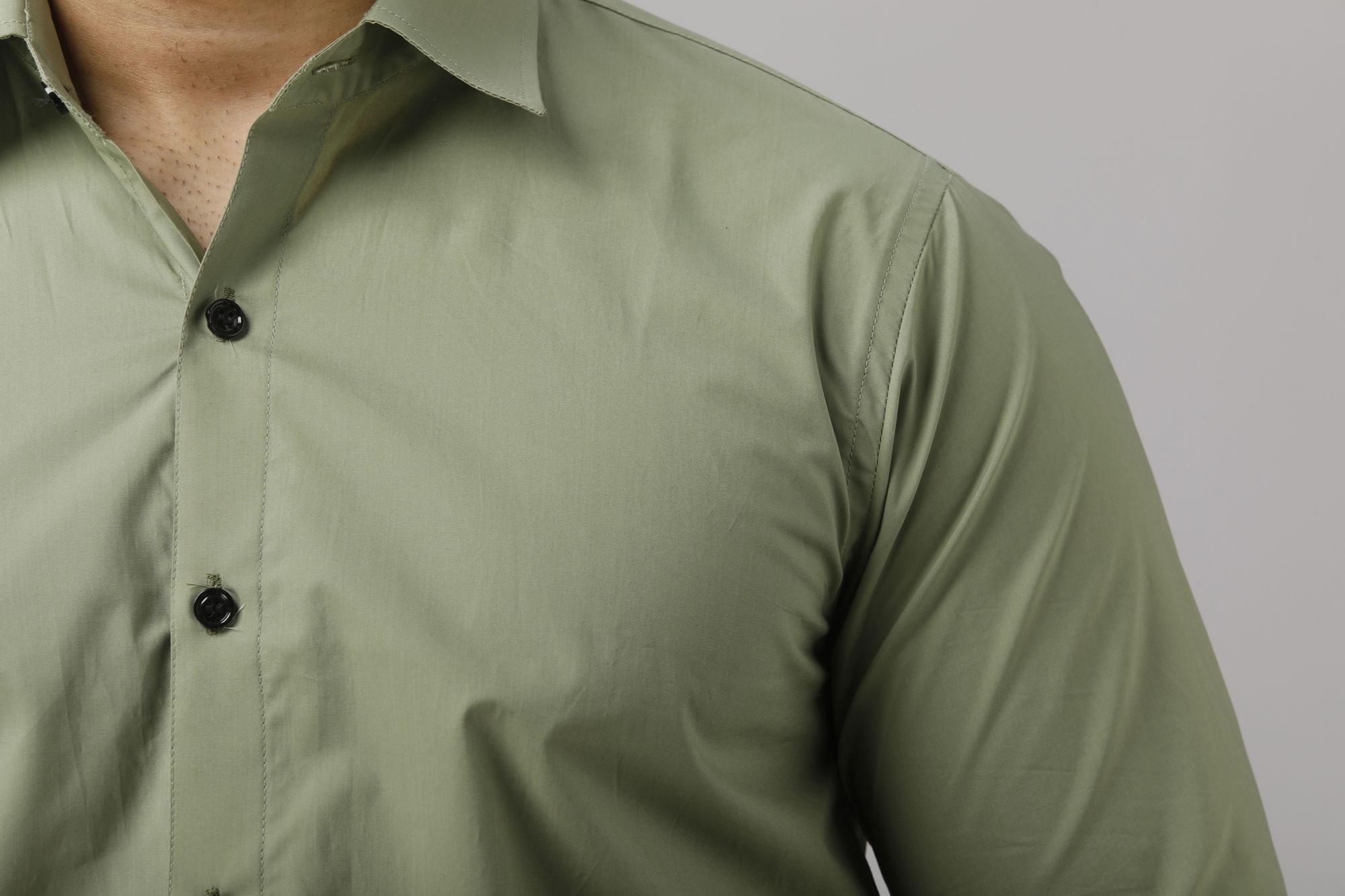 Mens Off-green Slim Fit Shirt