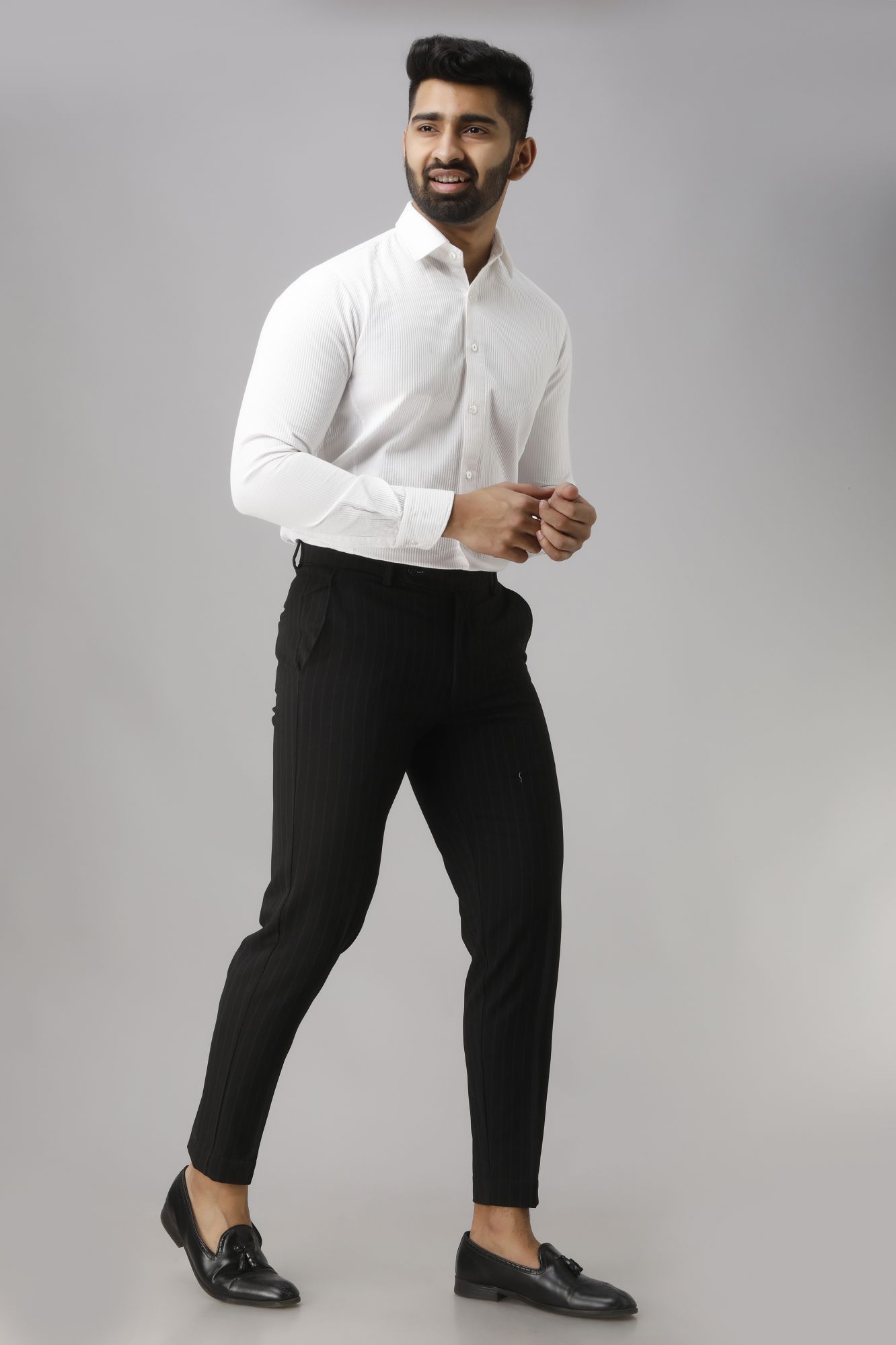 Mens Textured Formal Shirt in White