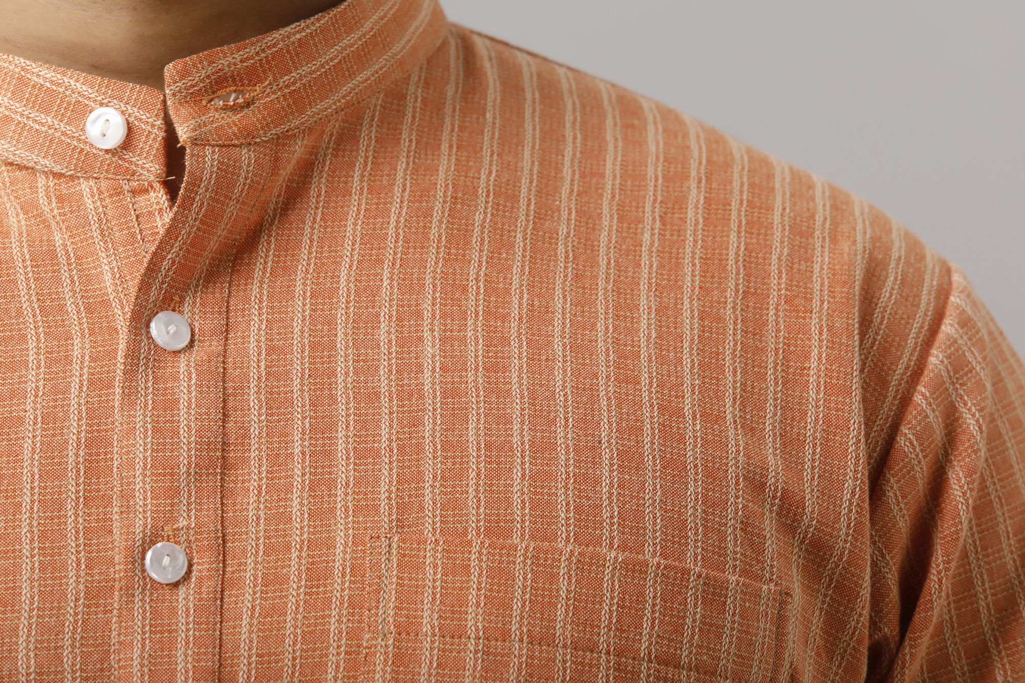 Mens Textured Orange Kurta