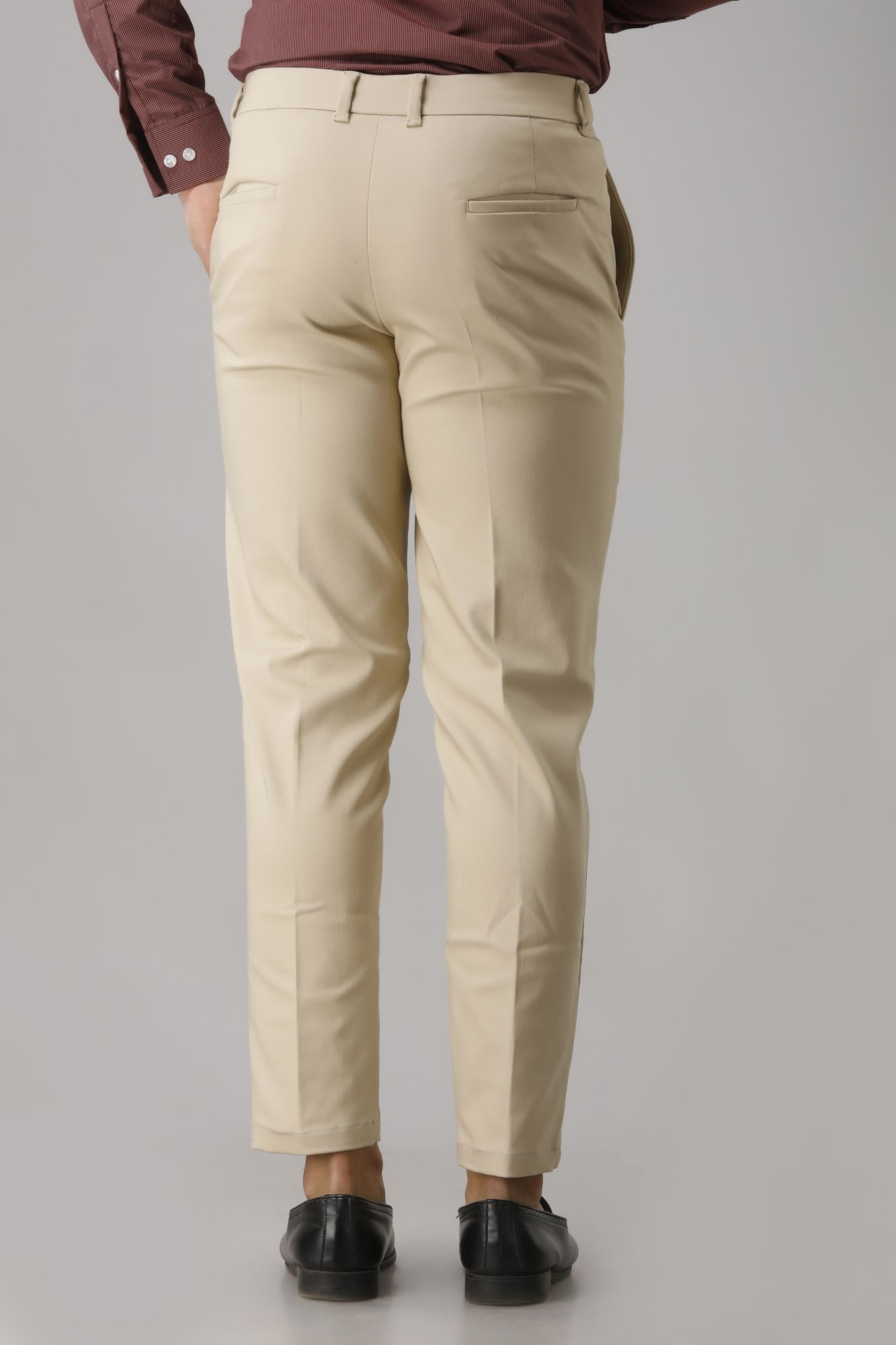 Mens Solid Ivory Tapered Pants