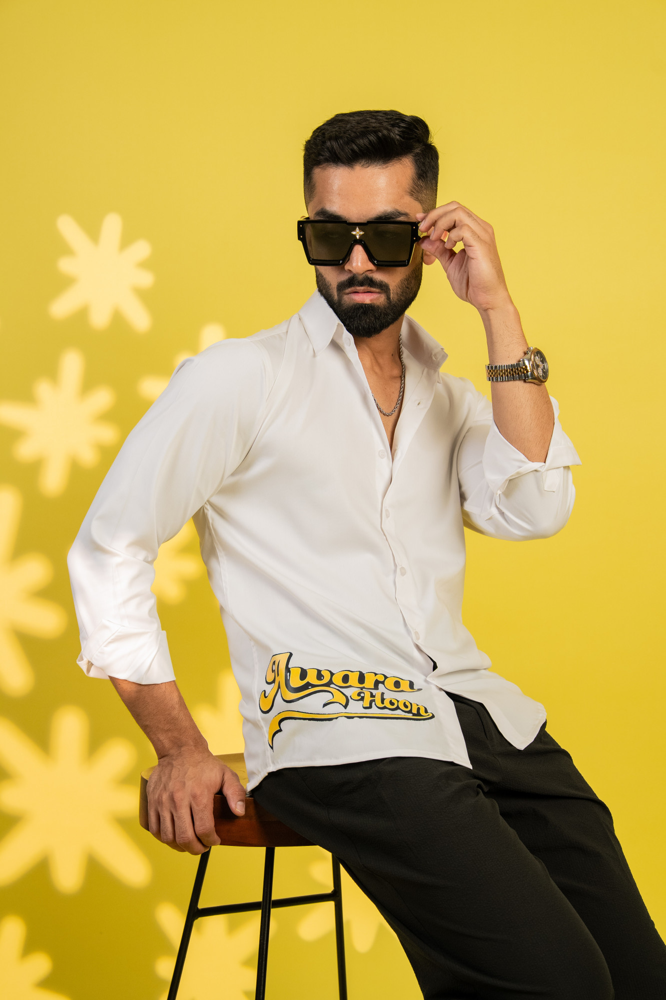 Awara Print Shirt In White