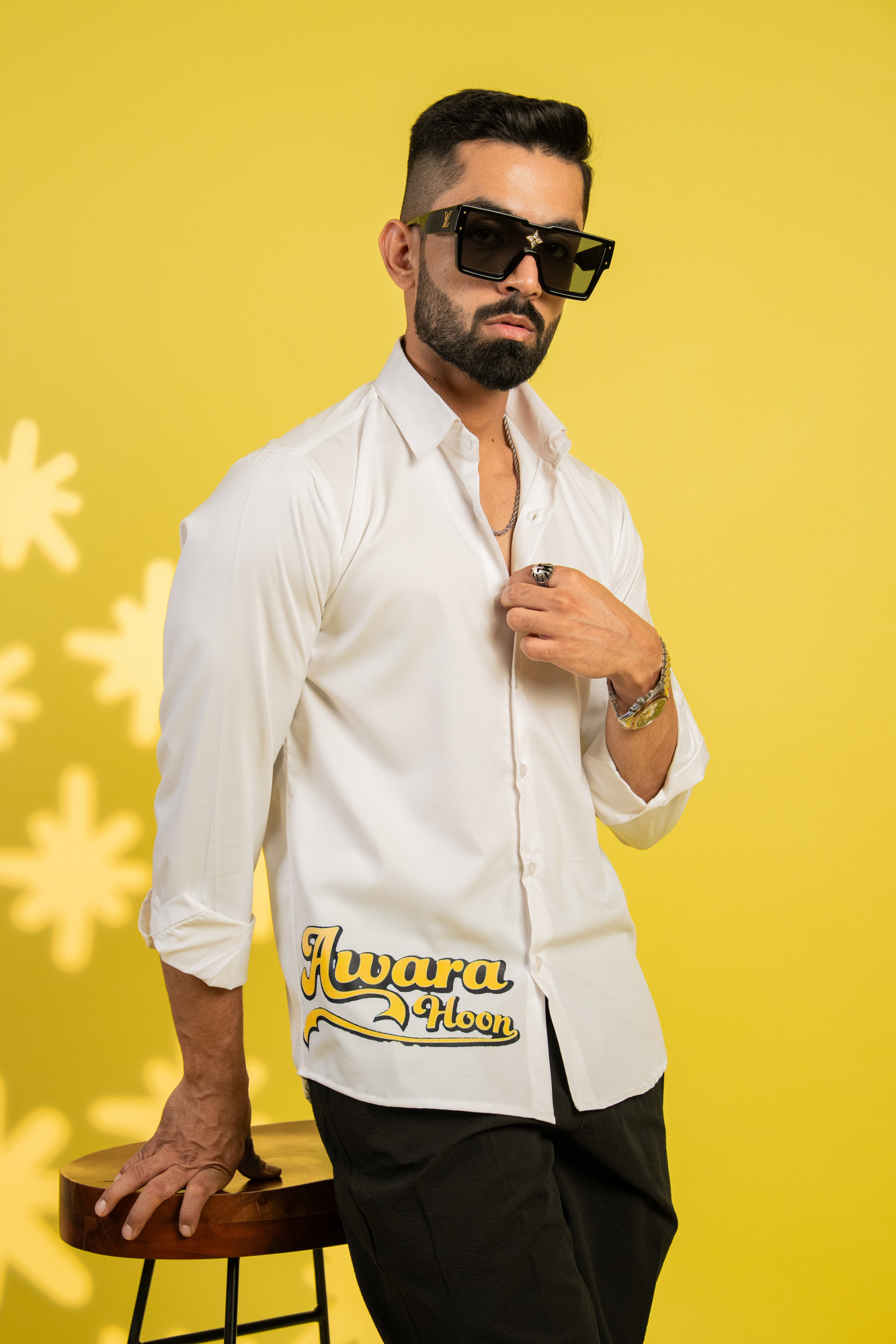 Awara Print Shirt In White