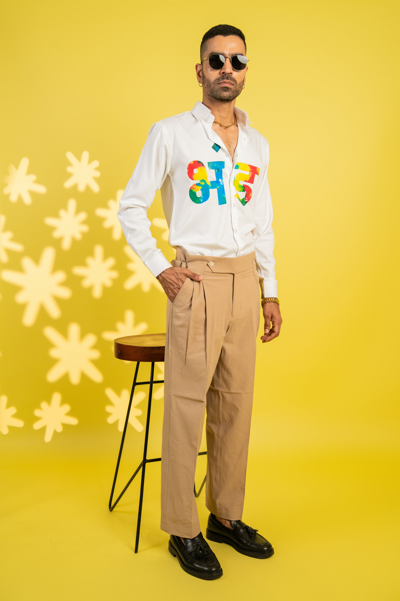 Bubble Textured Gurkha Pants In Beige