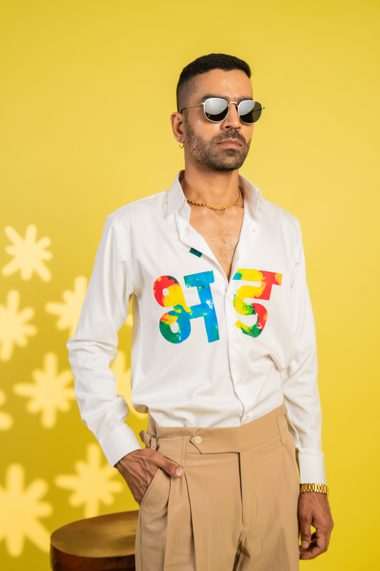 Bhand Print Shirt In White