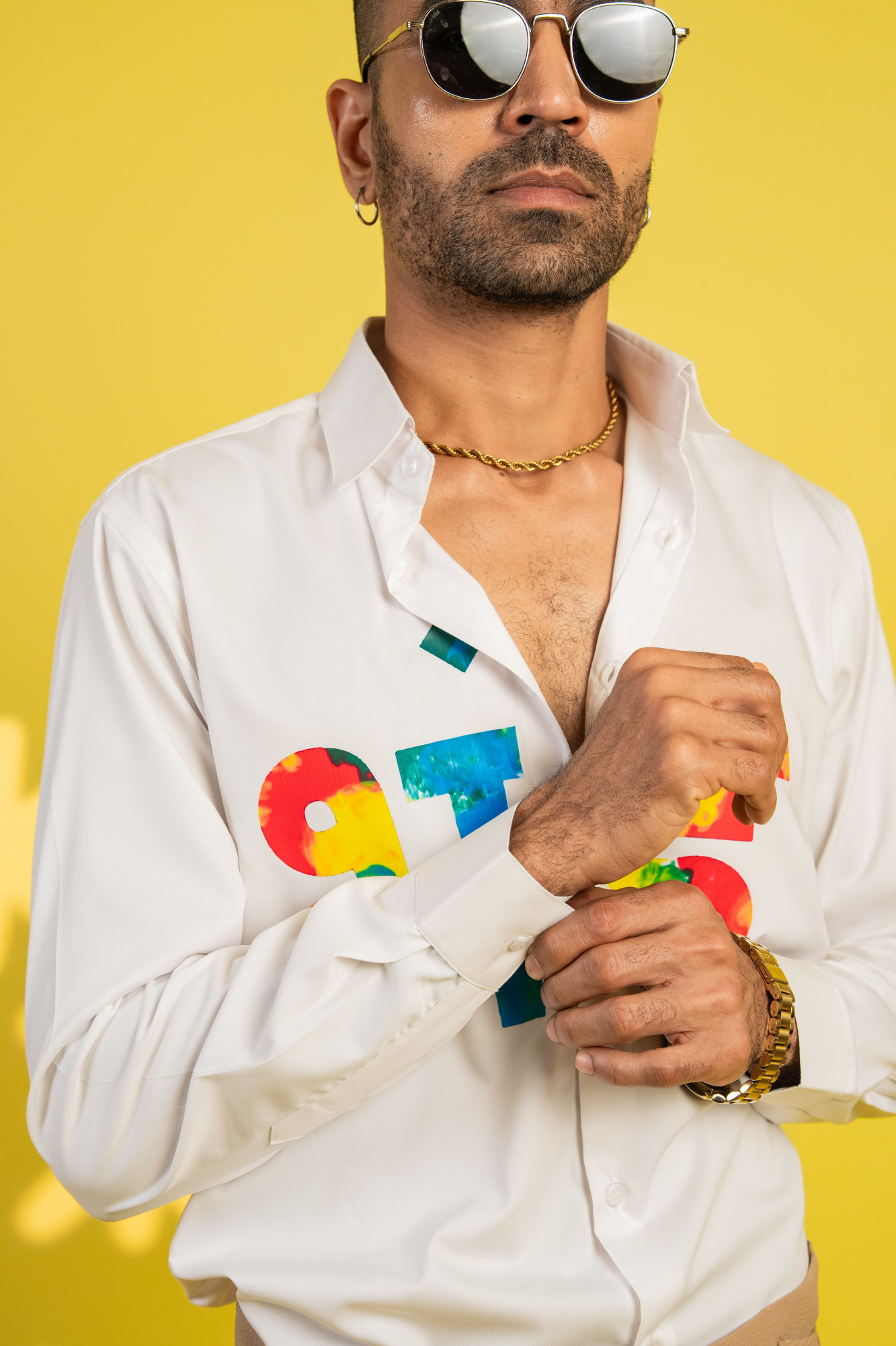 Bhand Print Shirt In White