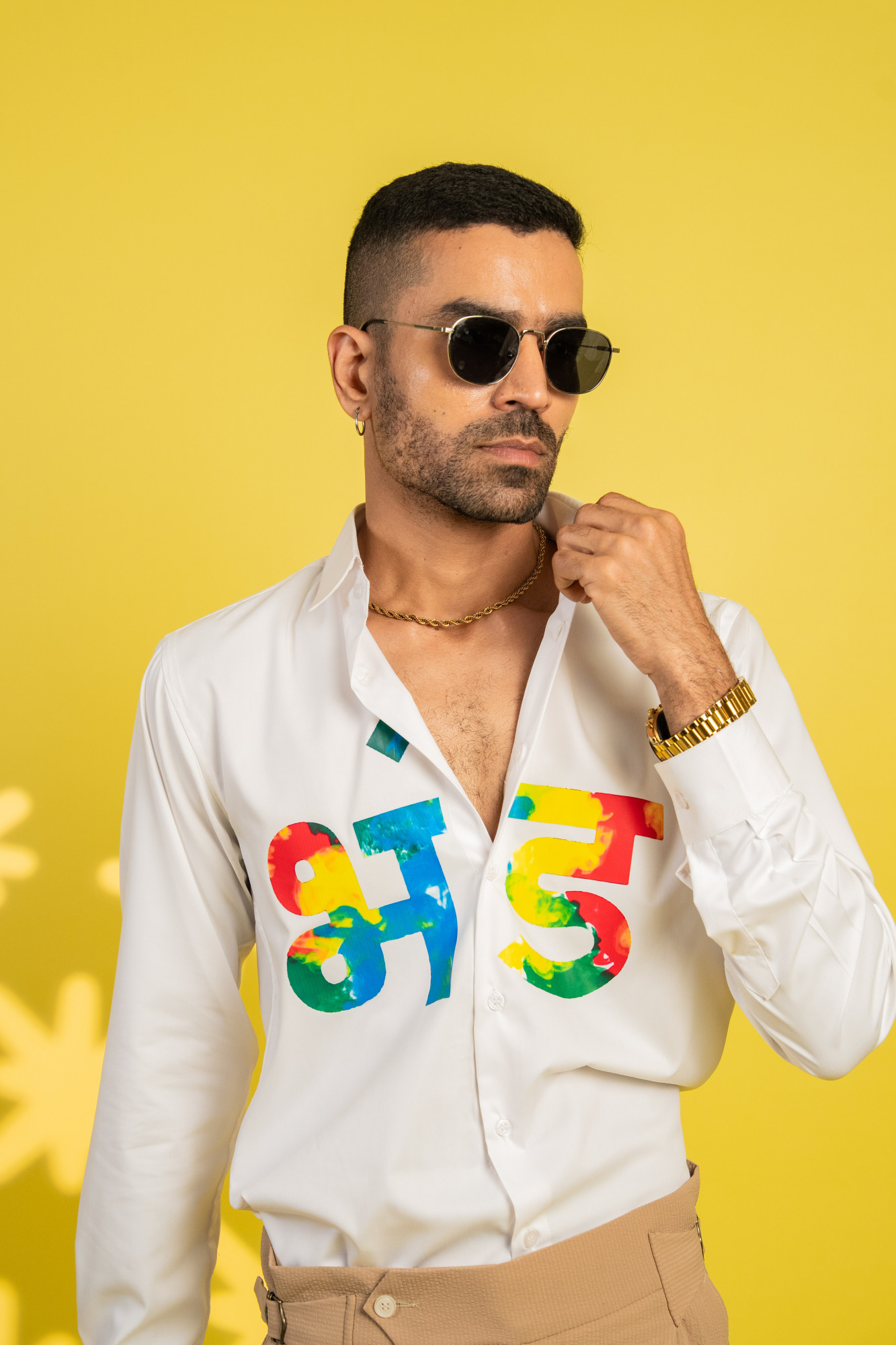 Bhand Print Shirt In White