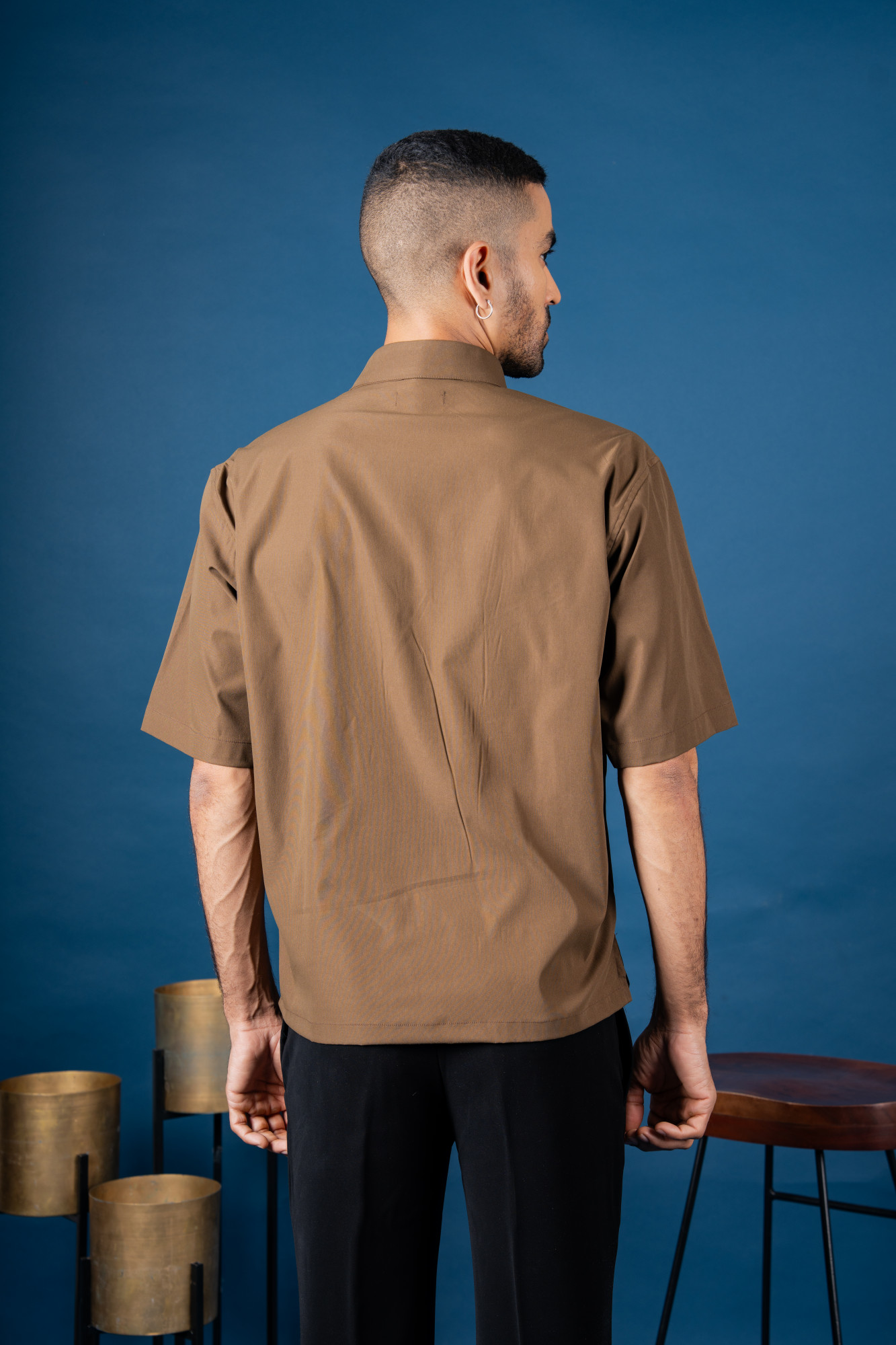 Laced Baggy Shirt In Brown