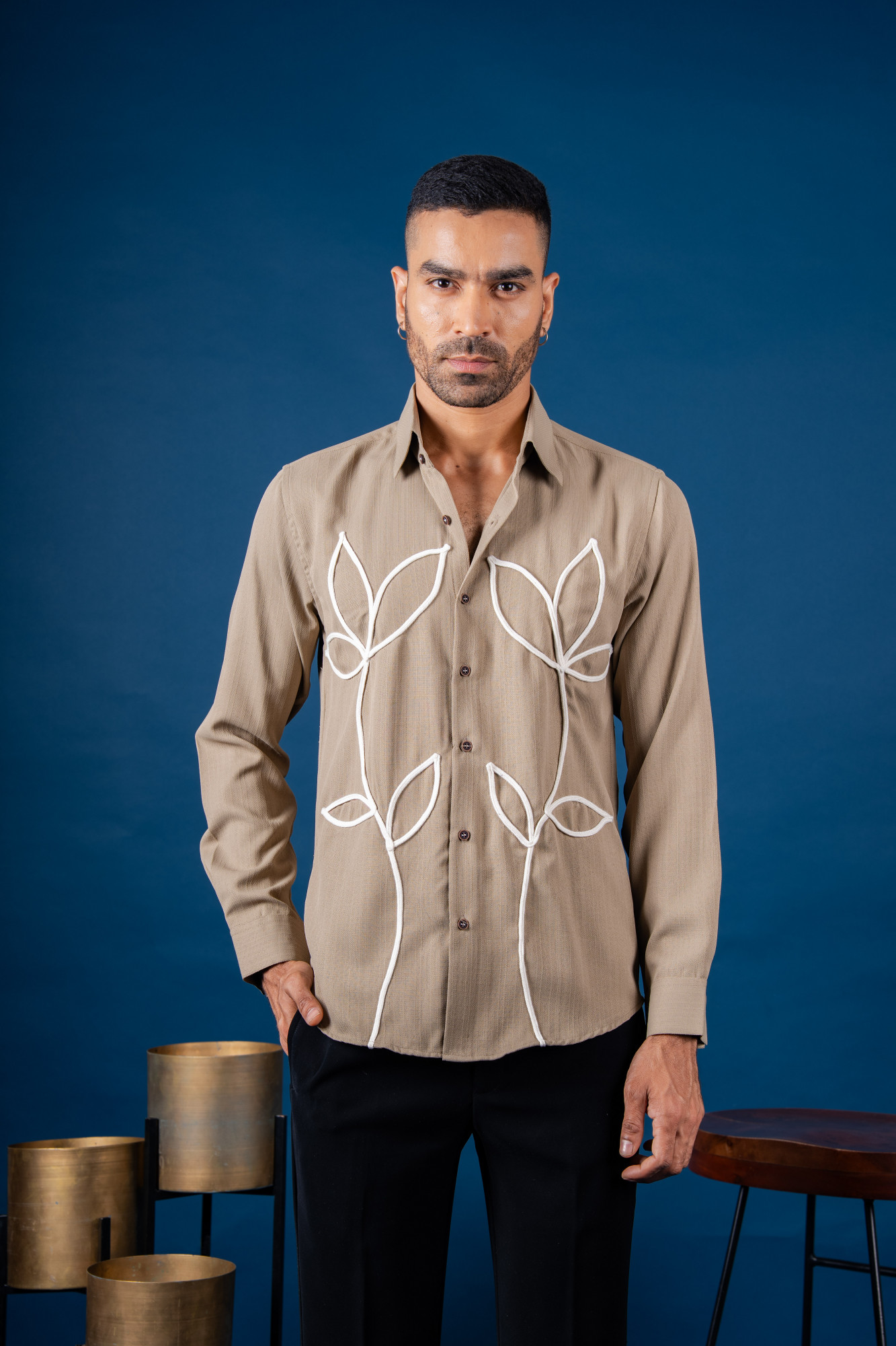 Flower Guise Shirt In Beige