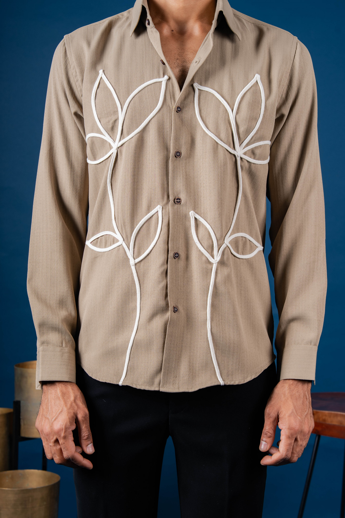 Flower Guise Shirt In Beige