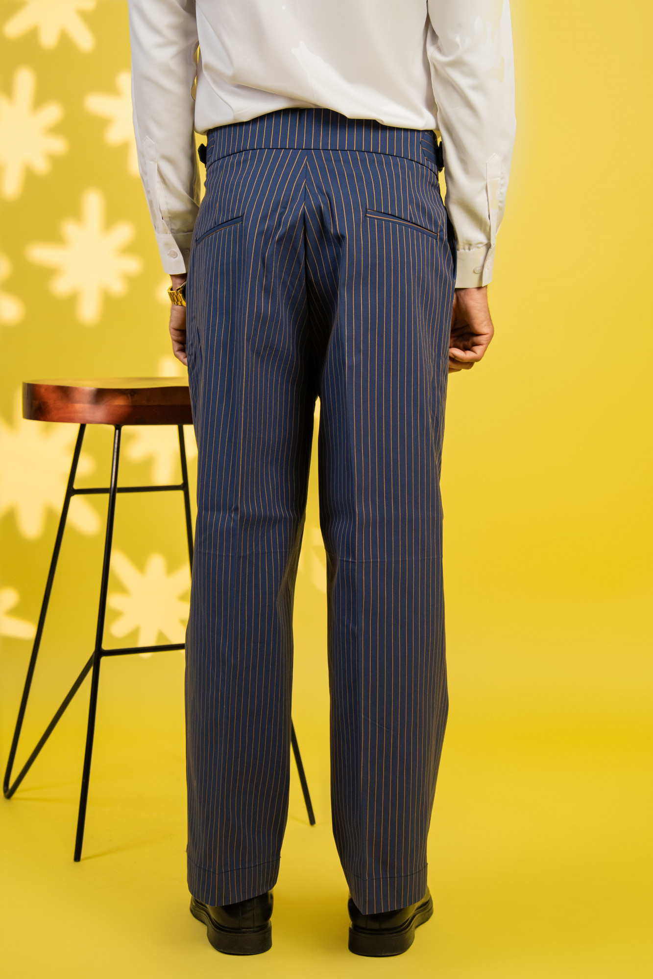 Striped Korean Wide Leg Pants In Blue