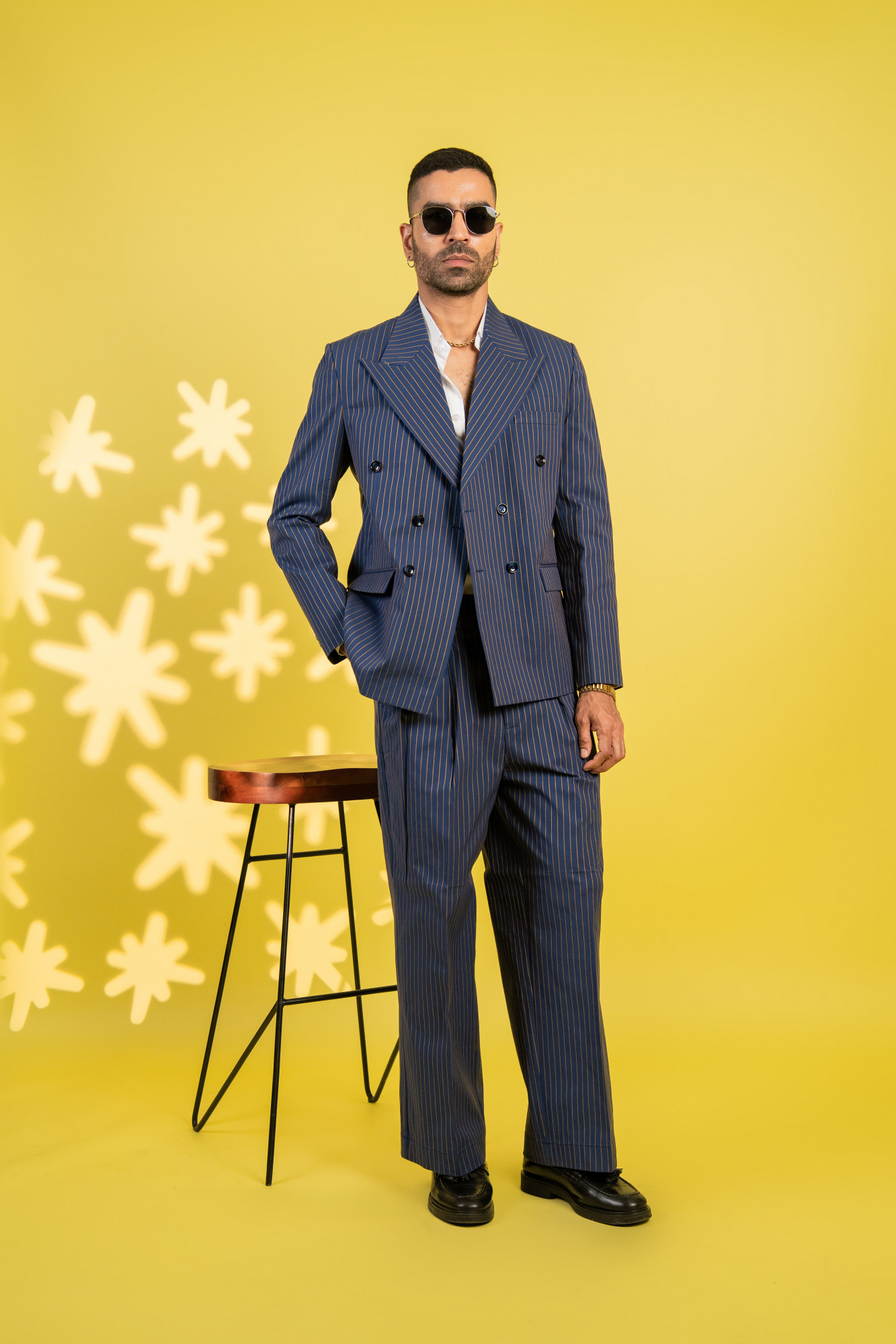 Tailored Fit Striped Blazer In Blue