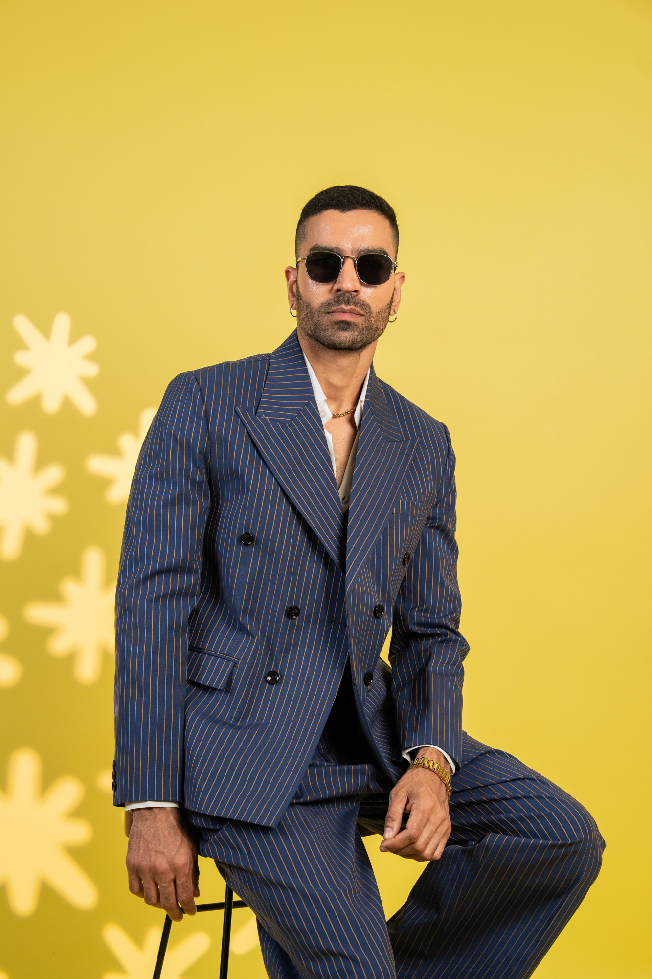 Tailored Fit Striped Blazer In Blue