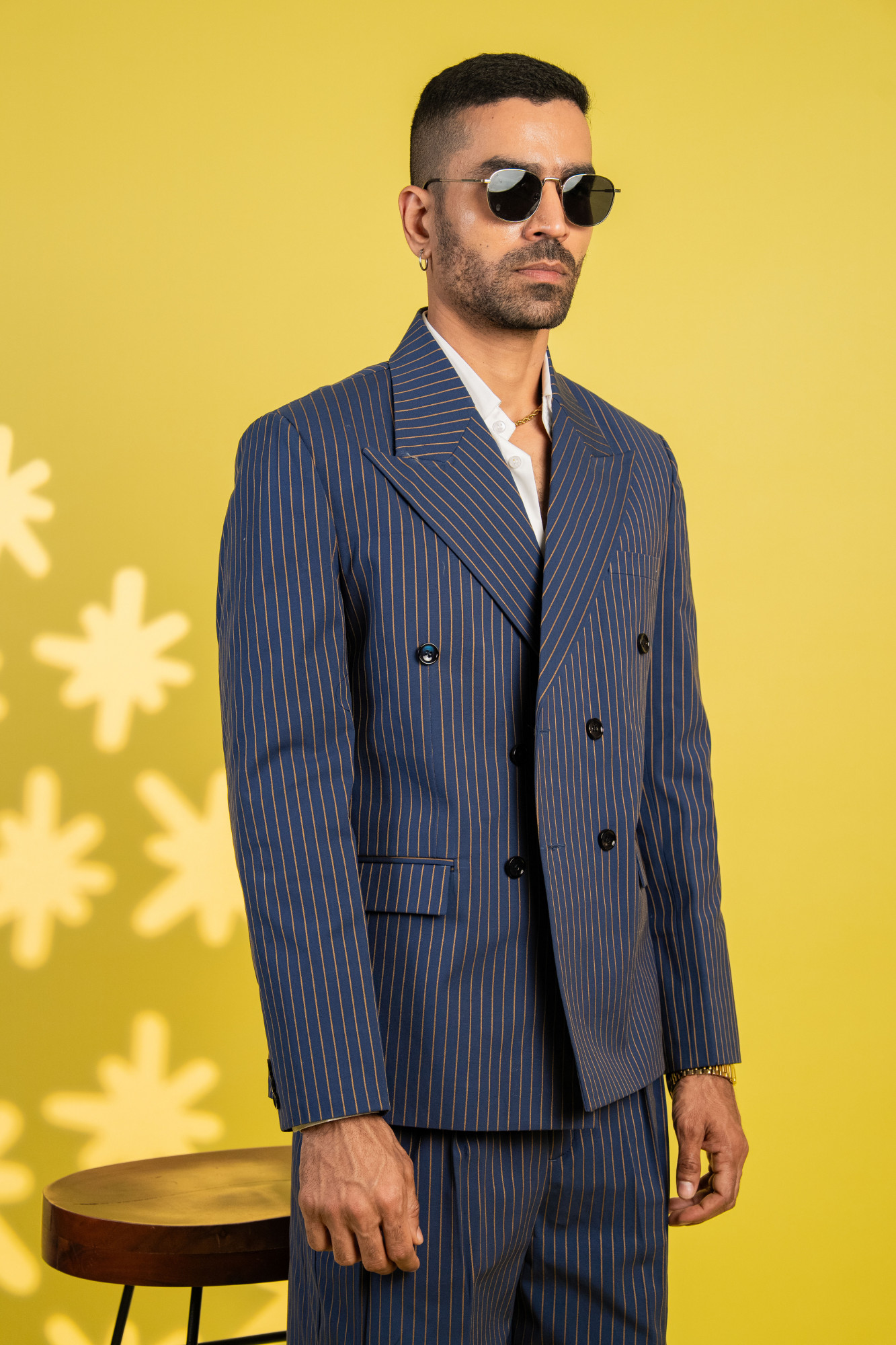 Tailored Fit Striped Blazer In Blue