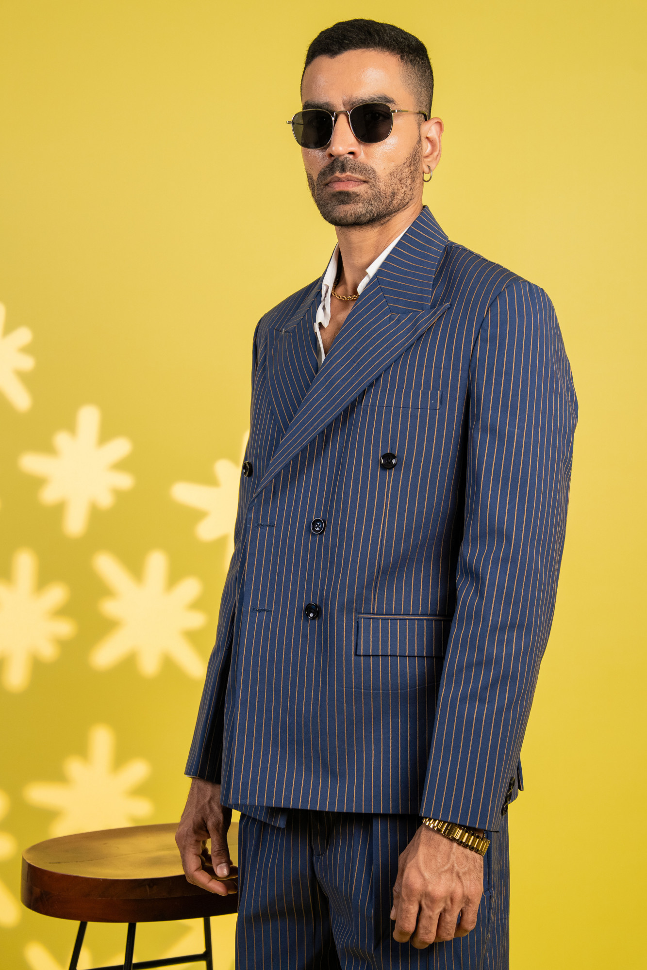 Tailored Fit Striped Blazer In Blue