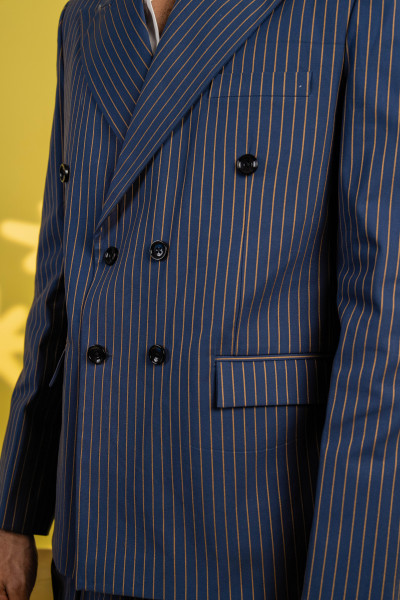 Tailored Fit Striped Blazer In Blue
