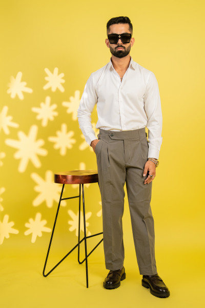 Bubble Textured Gurkha Pants In Grey