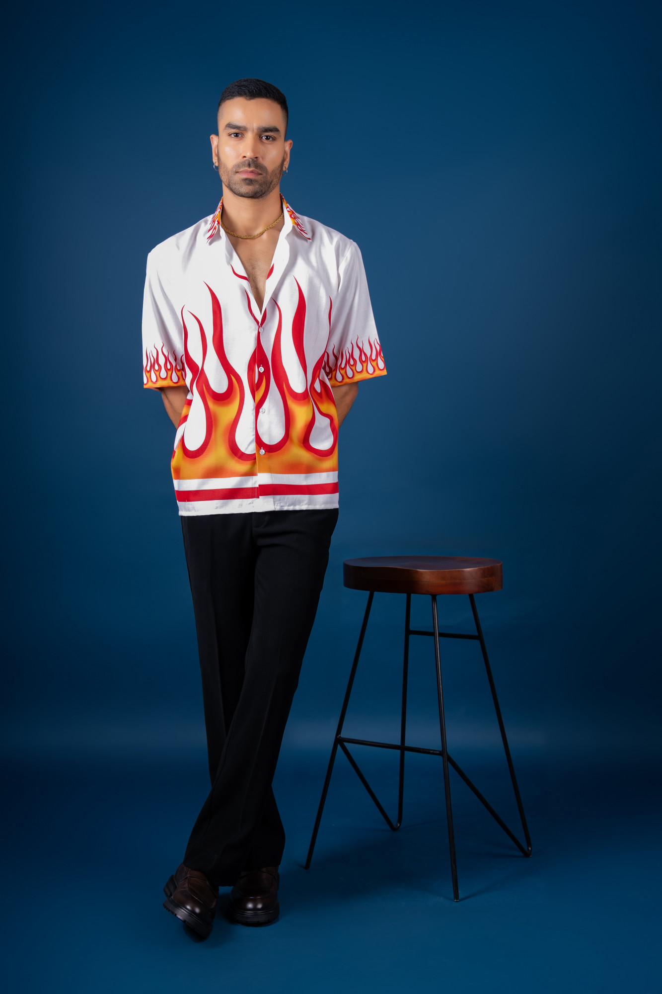 Fire Print Shirt In White