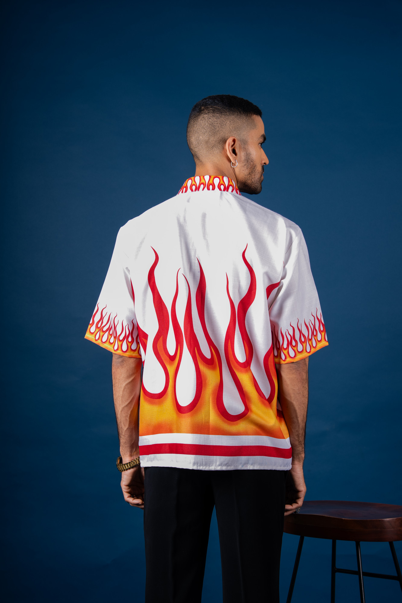 Fire Print Shirt In White