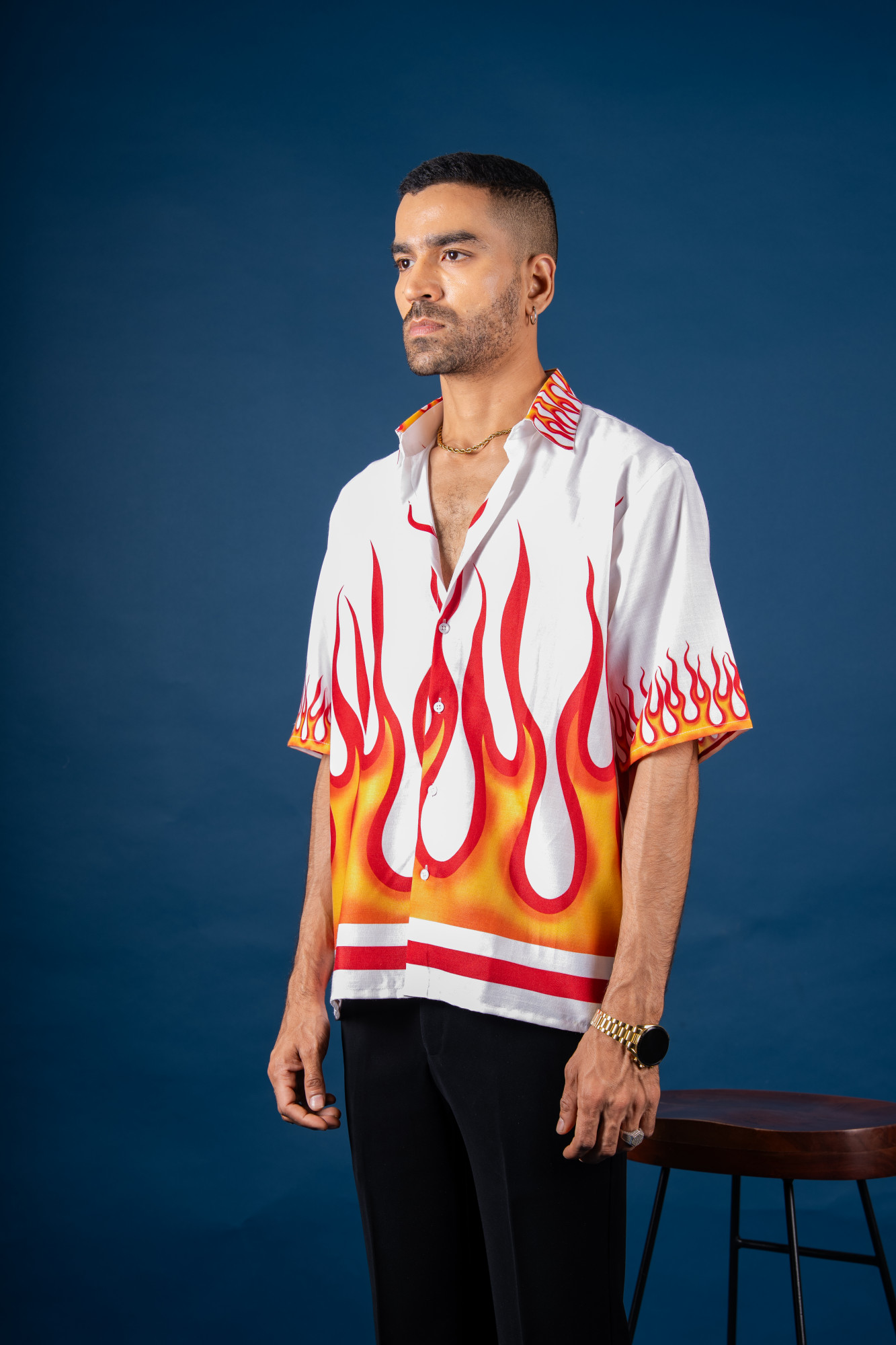 Fire Print Shirt In White