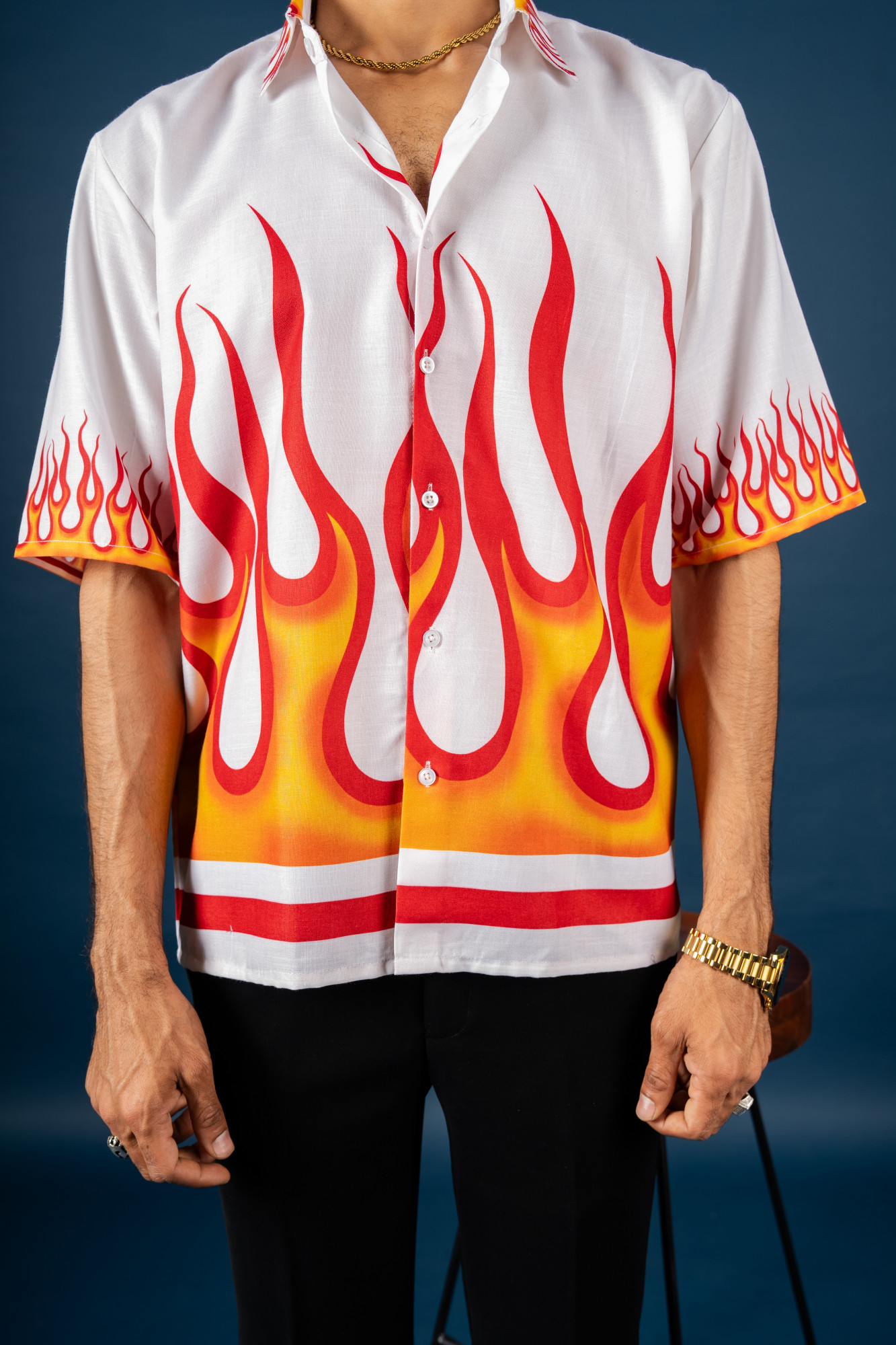 Fire Print Shirt In White