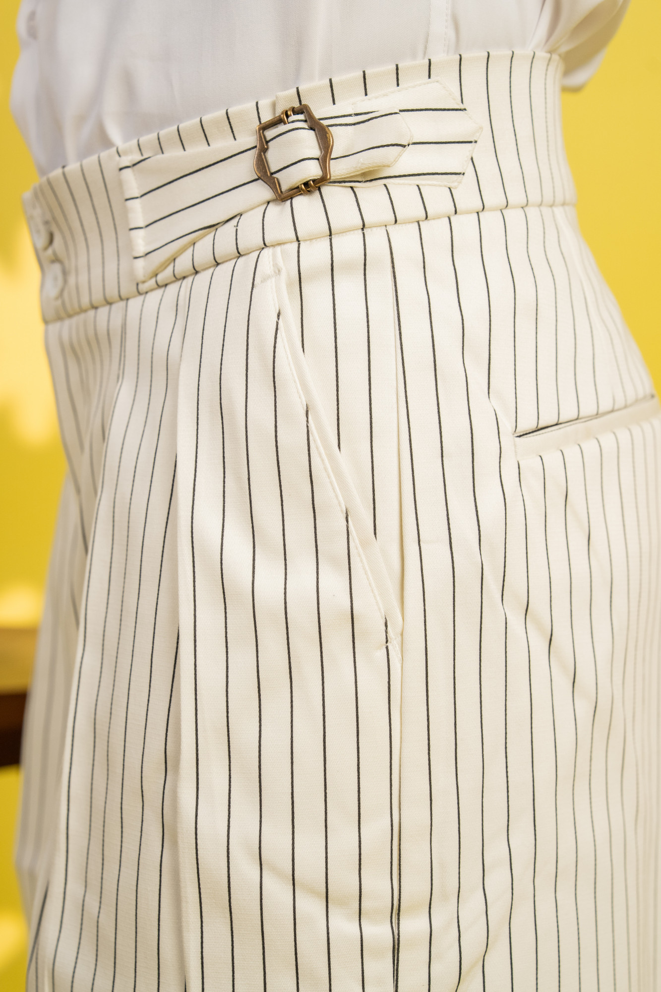 Striped Korean Wide leg Pants In White
