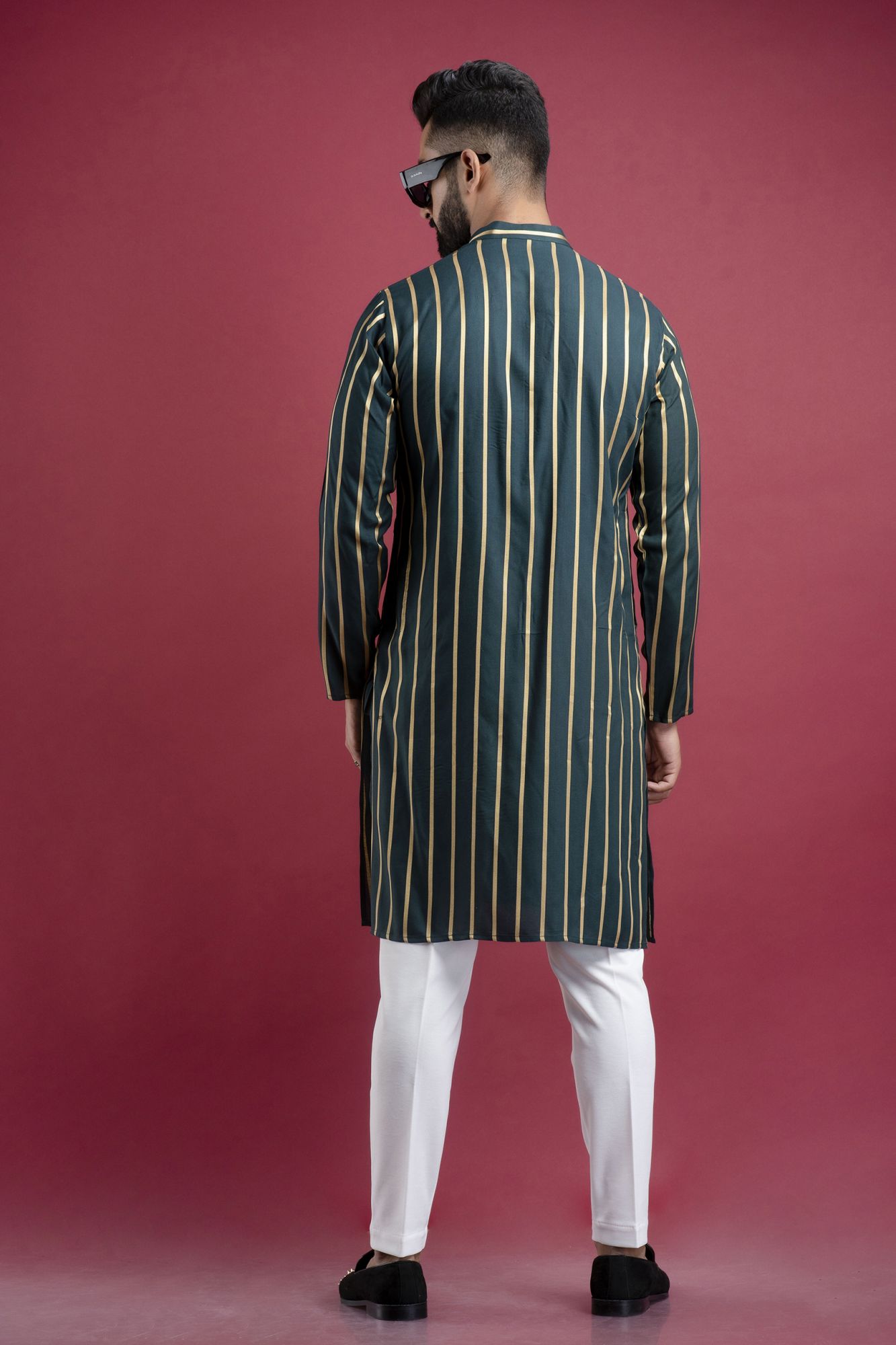 Striped Kurta In Green
