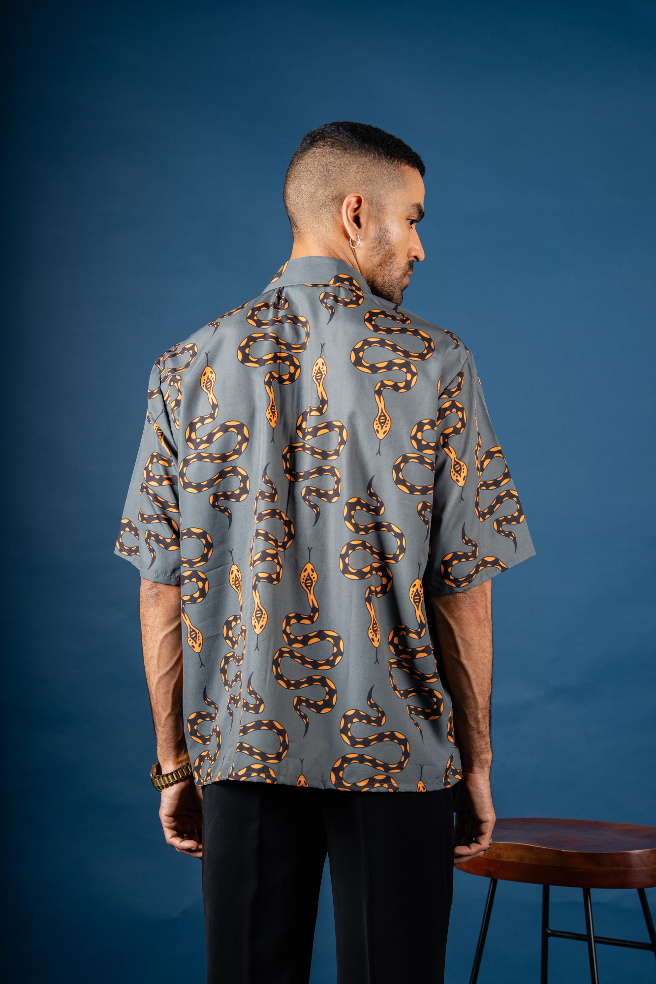 Snake Print Flowing Baggy Shirt