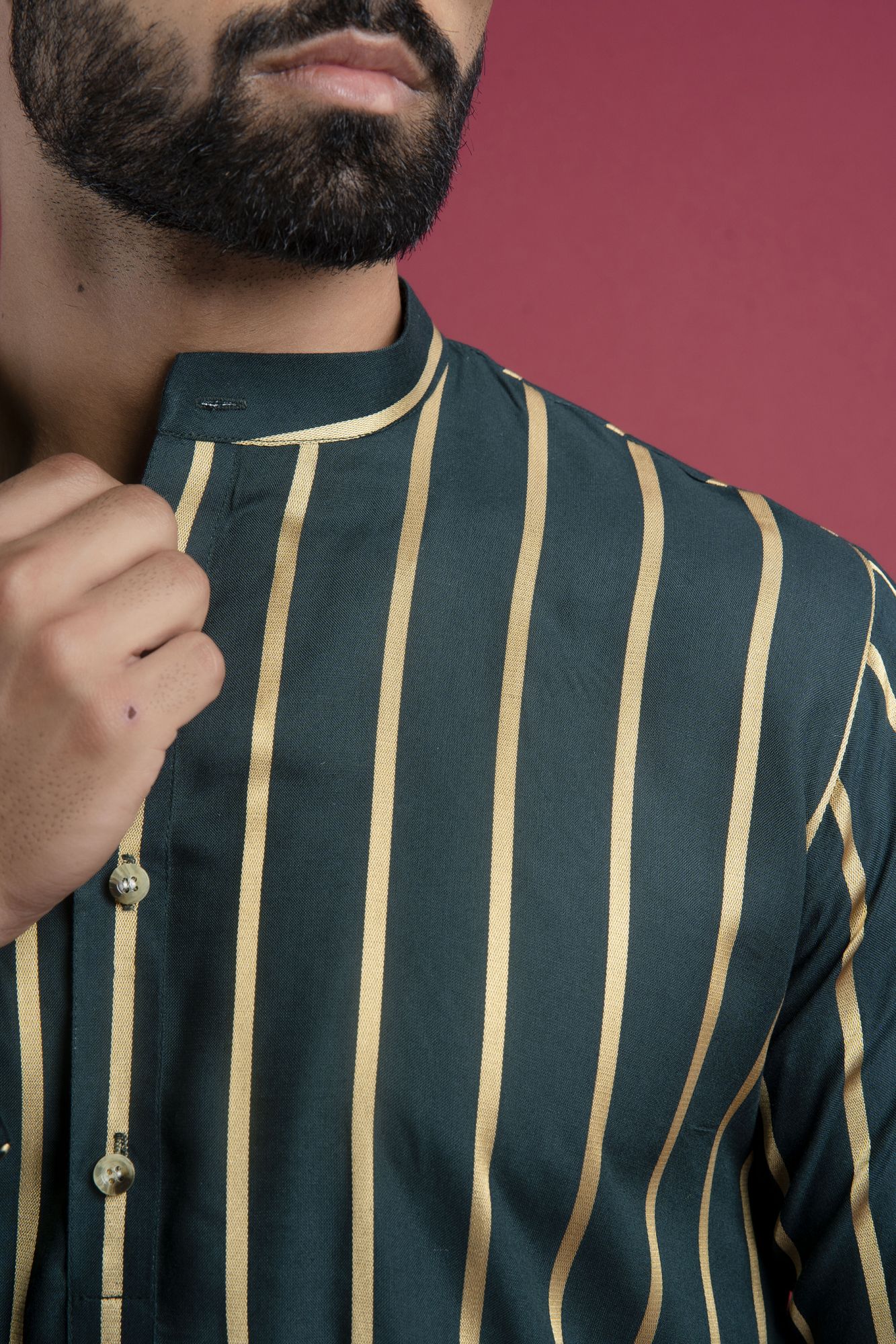 Striped Kurta In Green