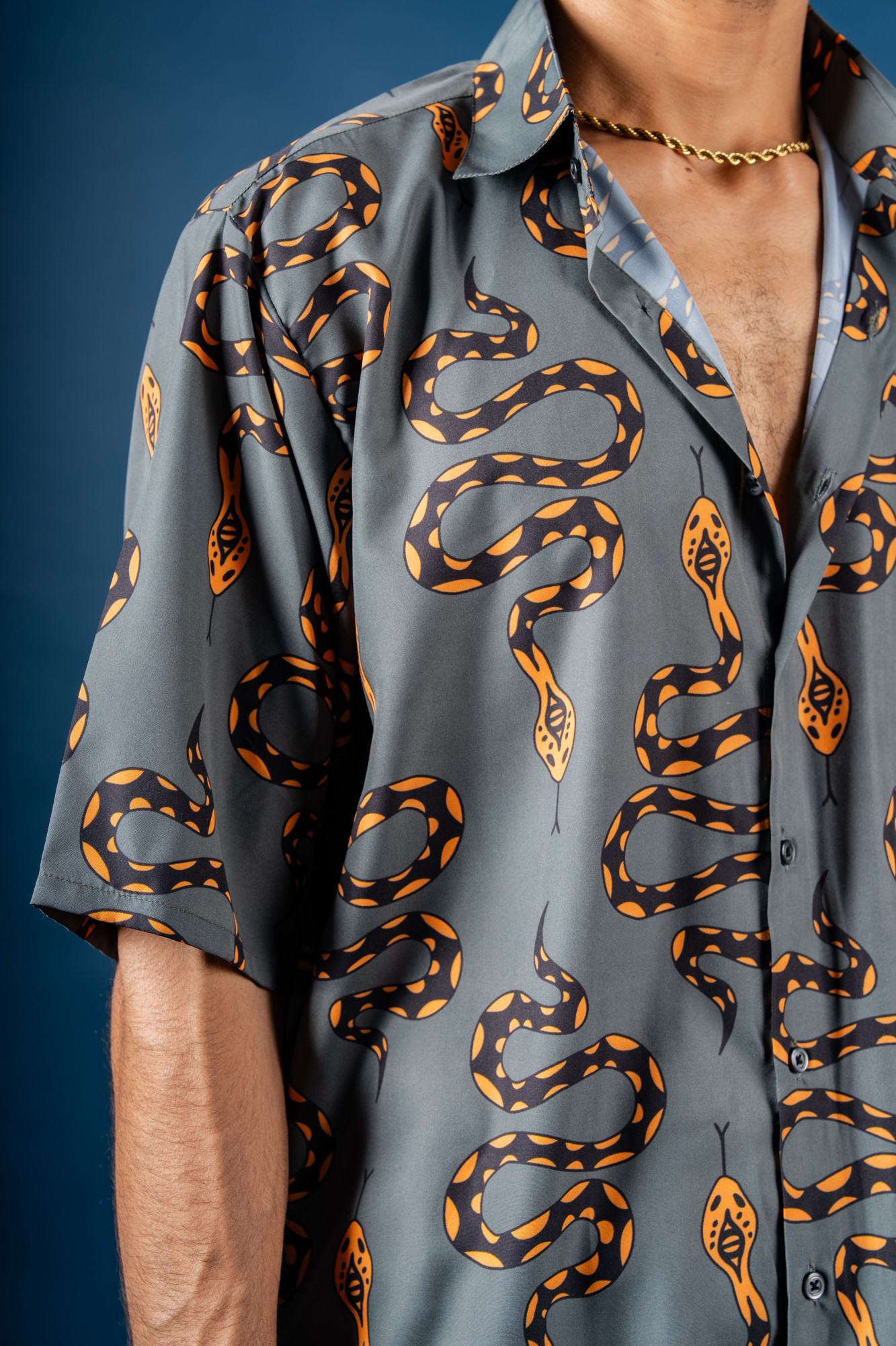 Snake Print Flowing Baggy Shirt