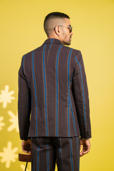 Color Striped Blazer In Brown
