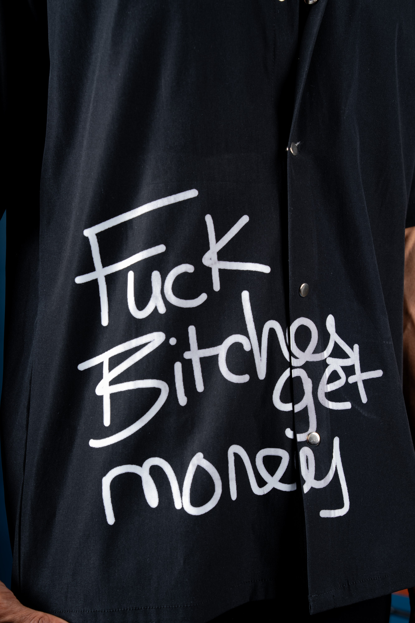 Quoted Baggy Shirt In Black