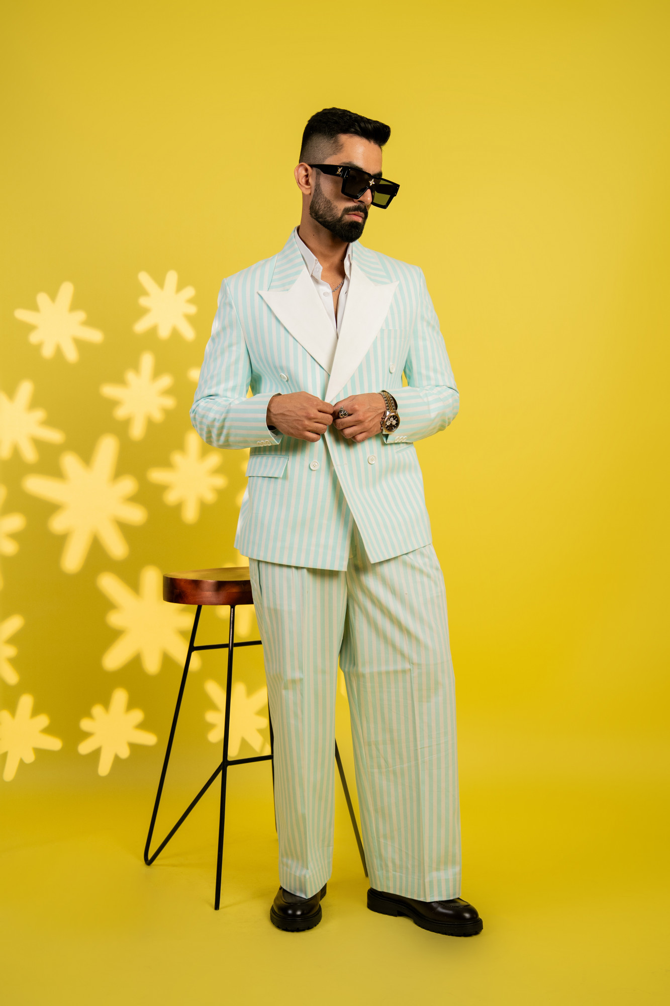 Striped Double Breasted Blazer